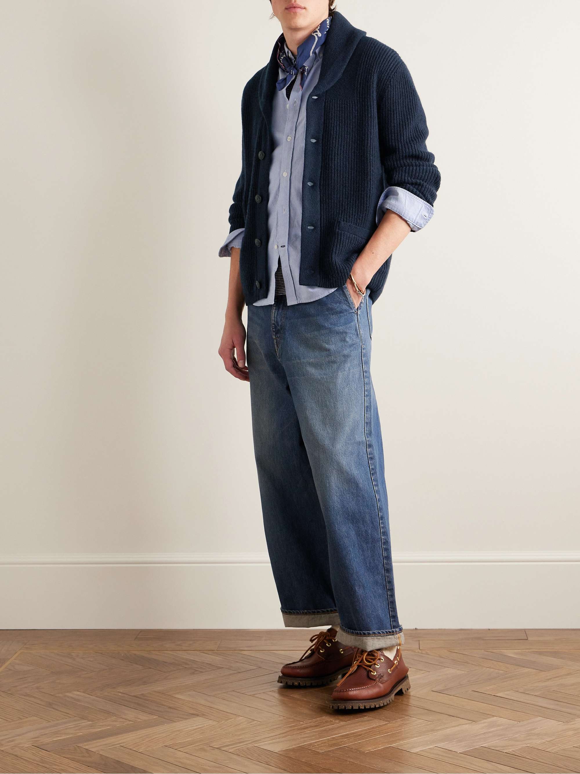 Shawl-Collar Ribbed Cashmere Cardigan view