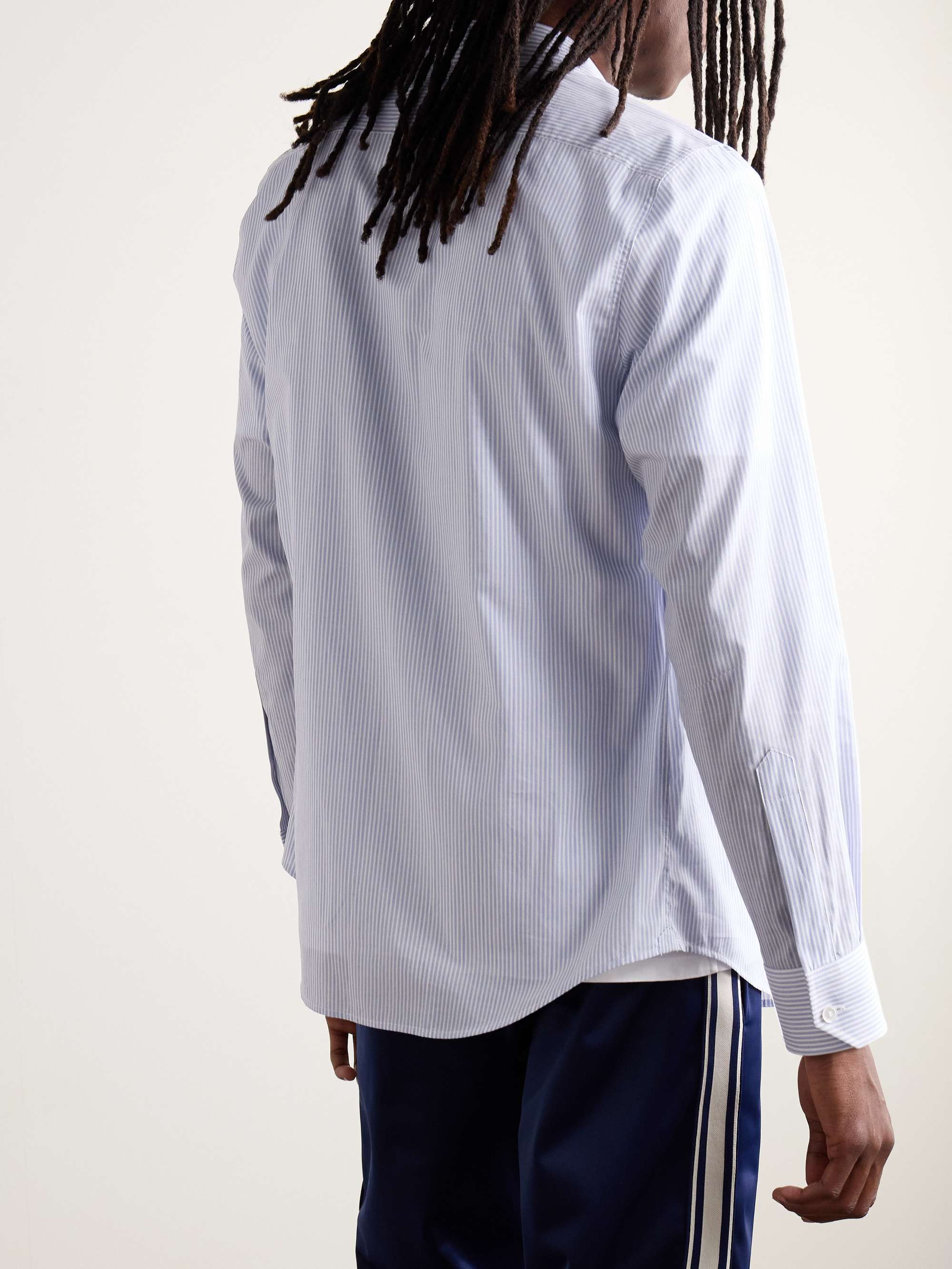Logo-Embroidered Striped Cotton-Voile Shirt view