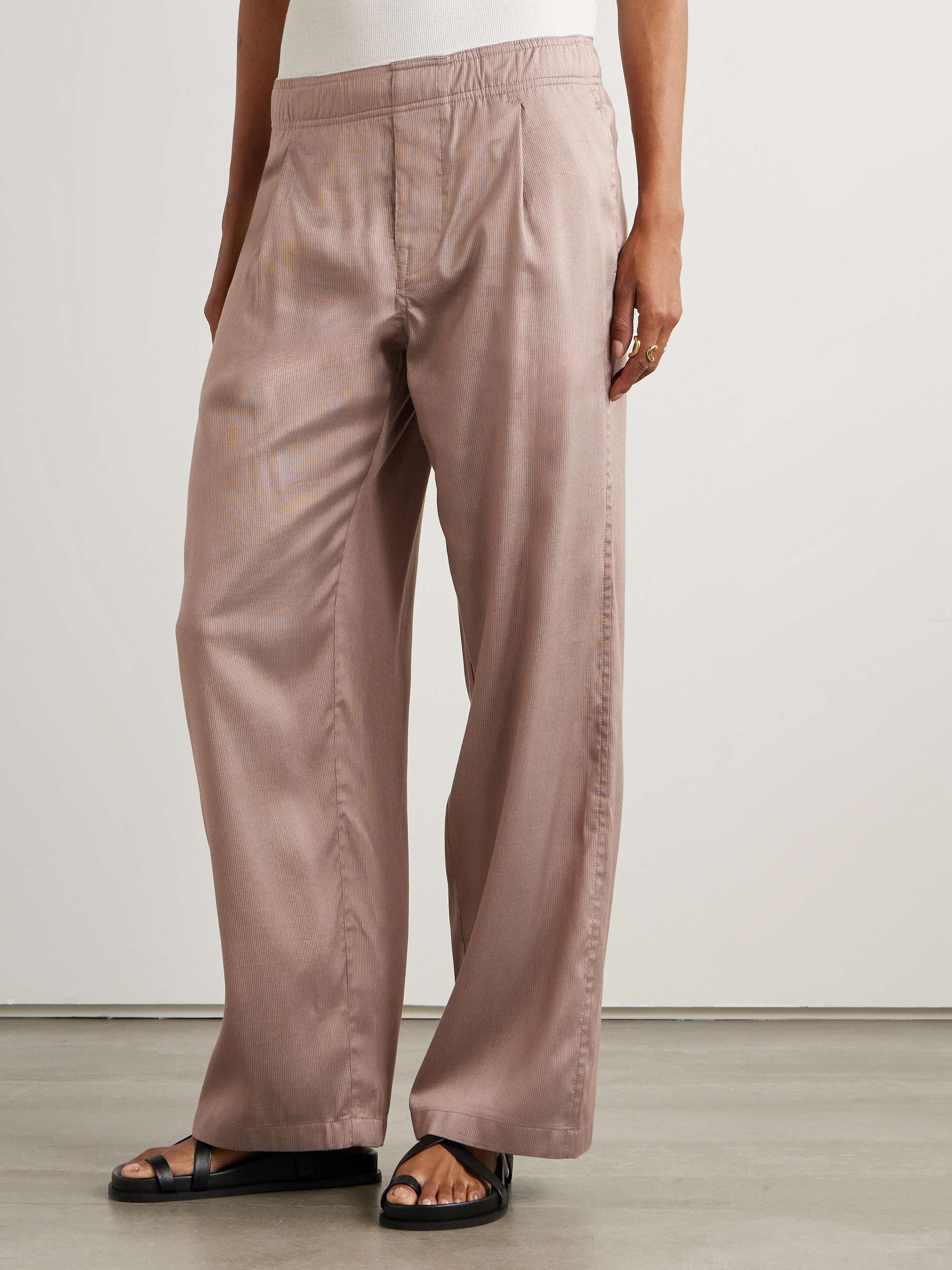 + Emporio Armani Salone Lyocell and silk-blend wide-leg pants view