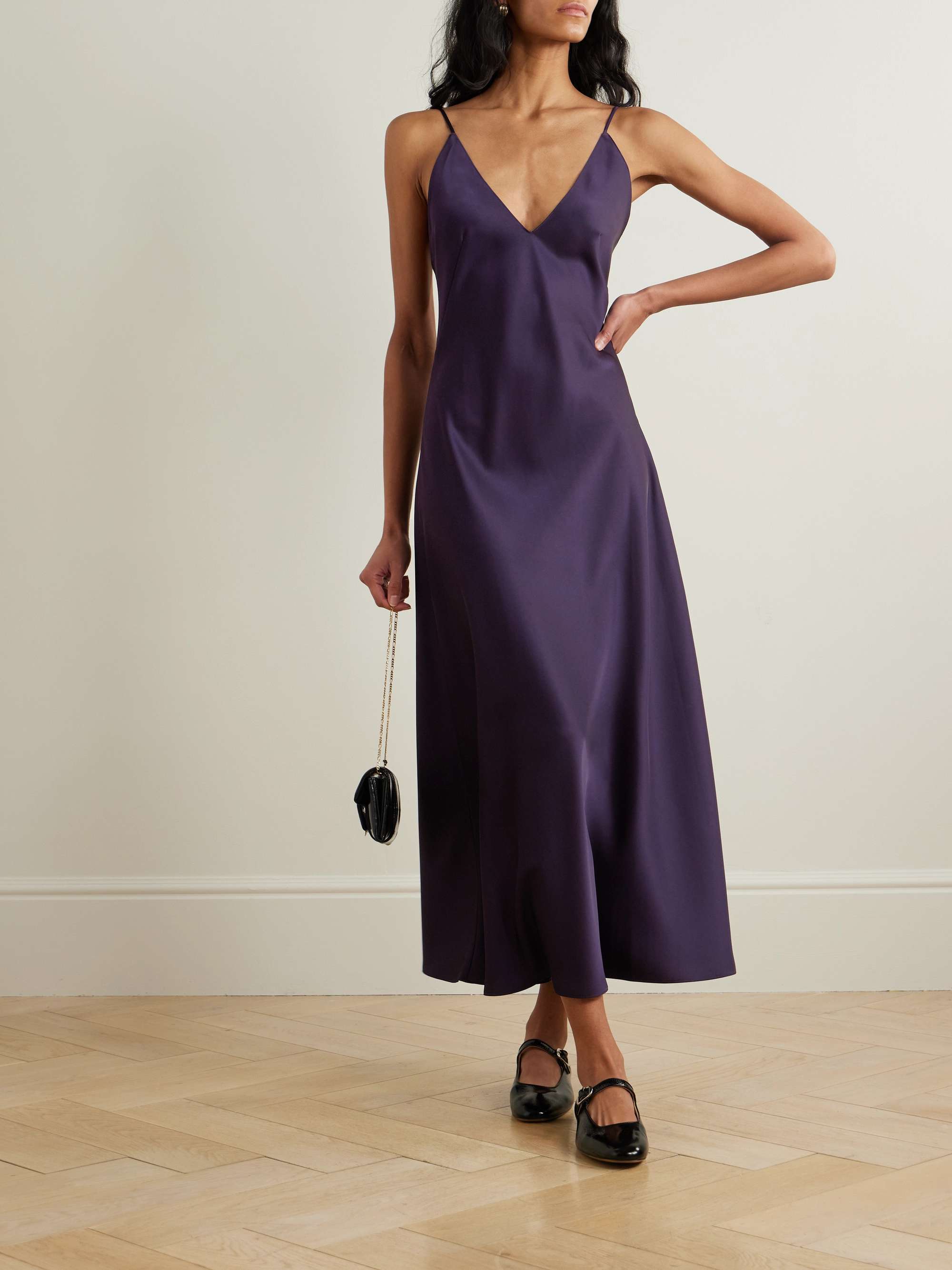 Barb open-back washed-satin midi dress view