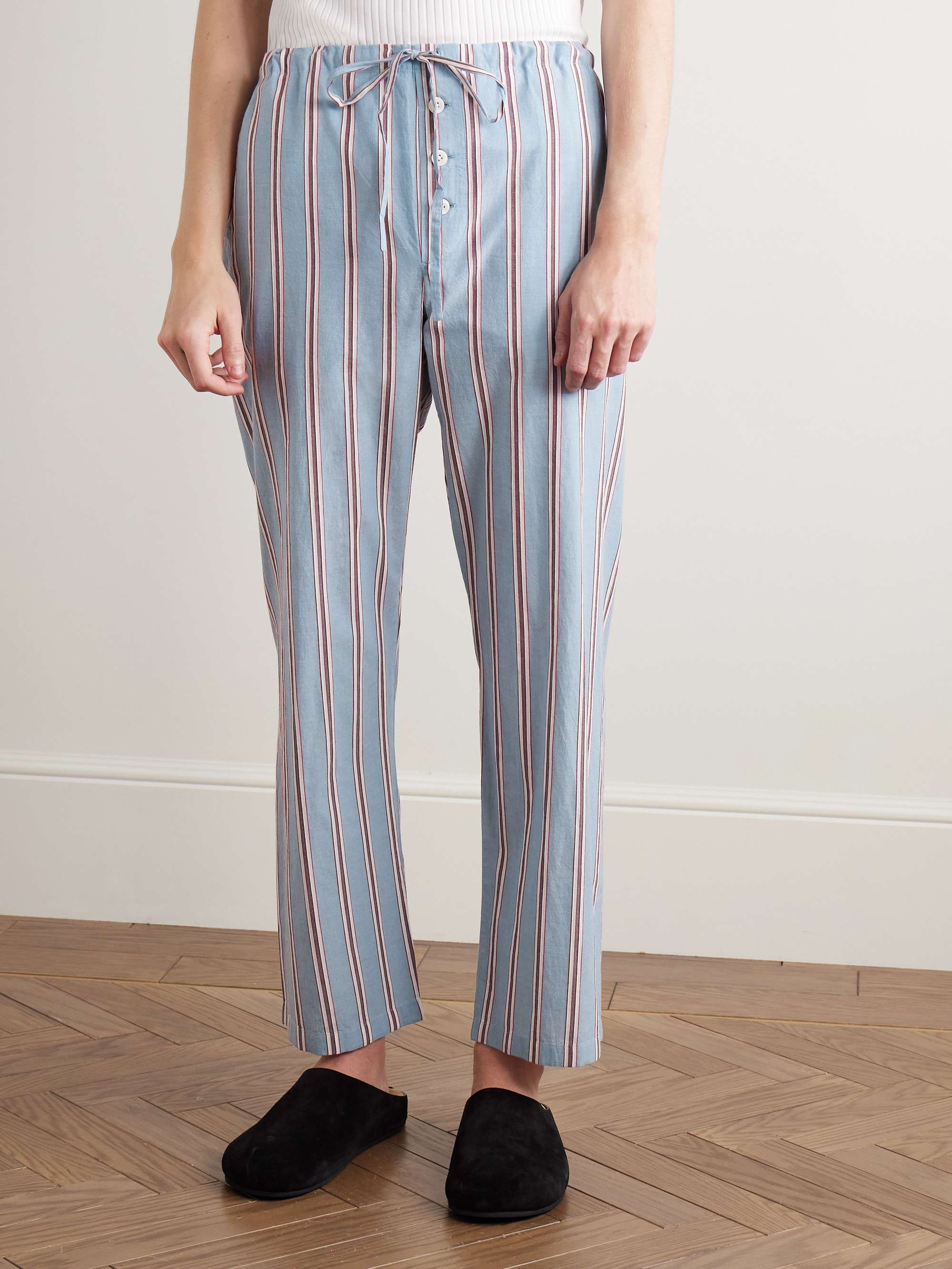 Regatta Straight-Leg Striped Cotton-Voile Drawstring Trousers view