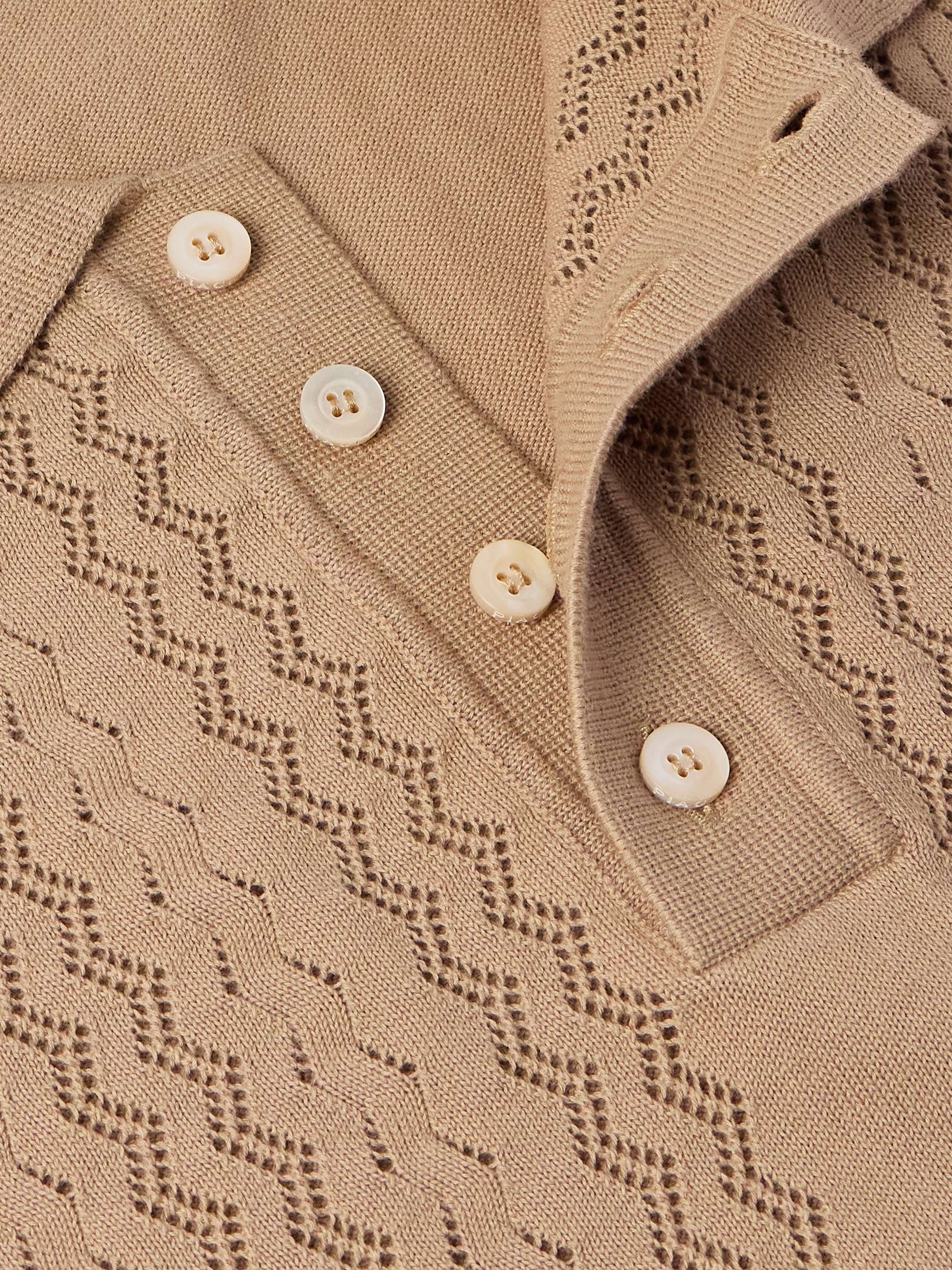 Pointelle-Knit Cotton Polo Shirt view