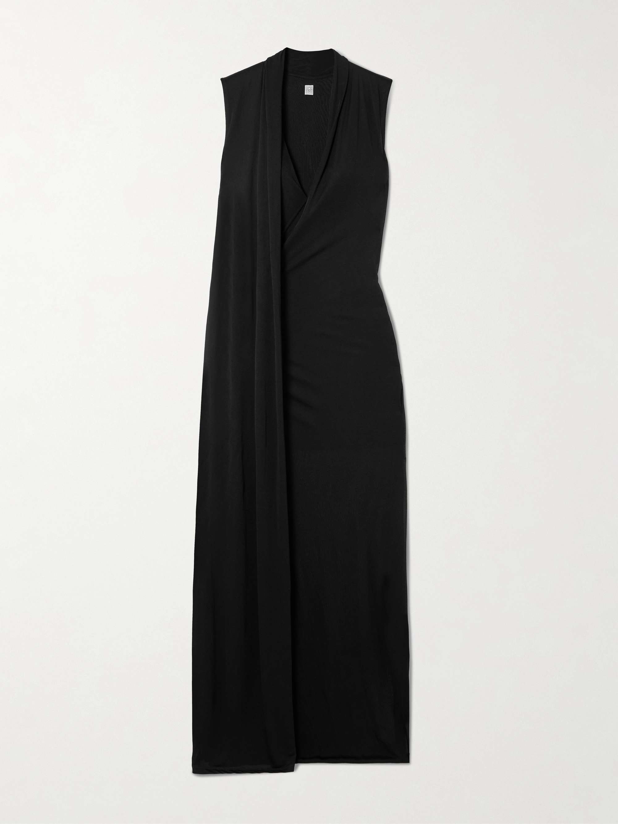 Draped layered jersey maxi dress view