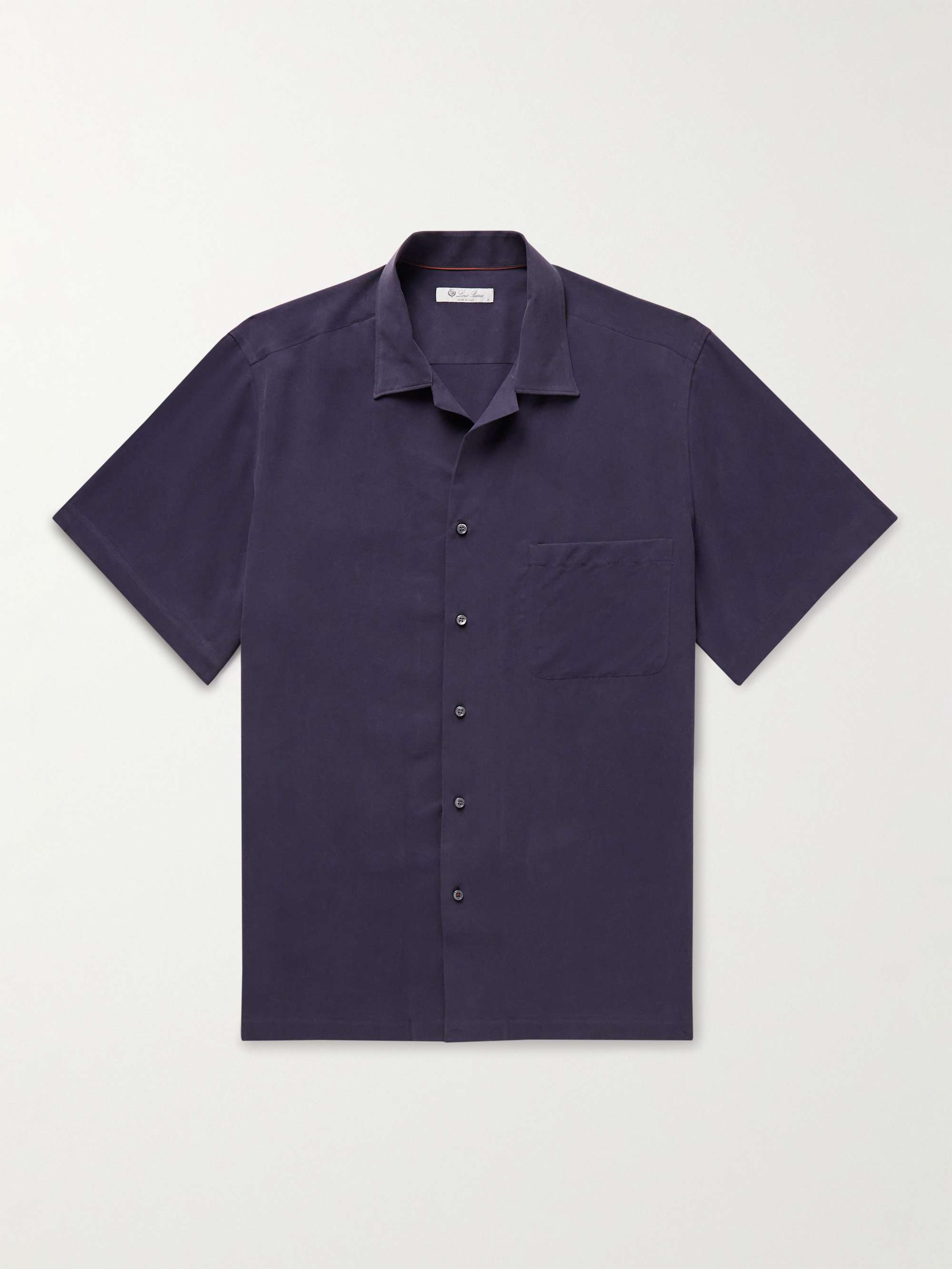 Camp-Collar Washed-Silk Shirt view