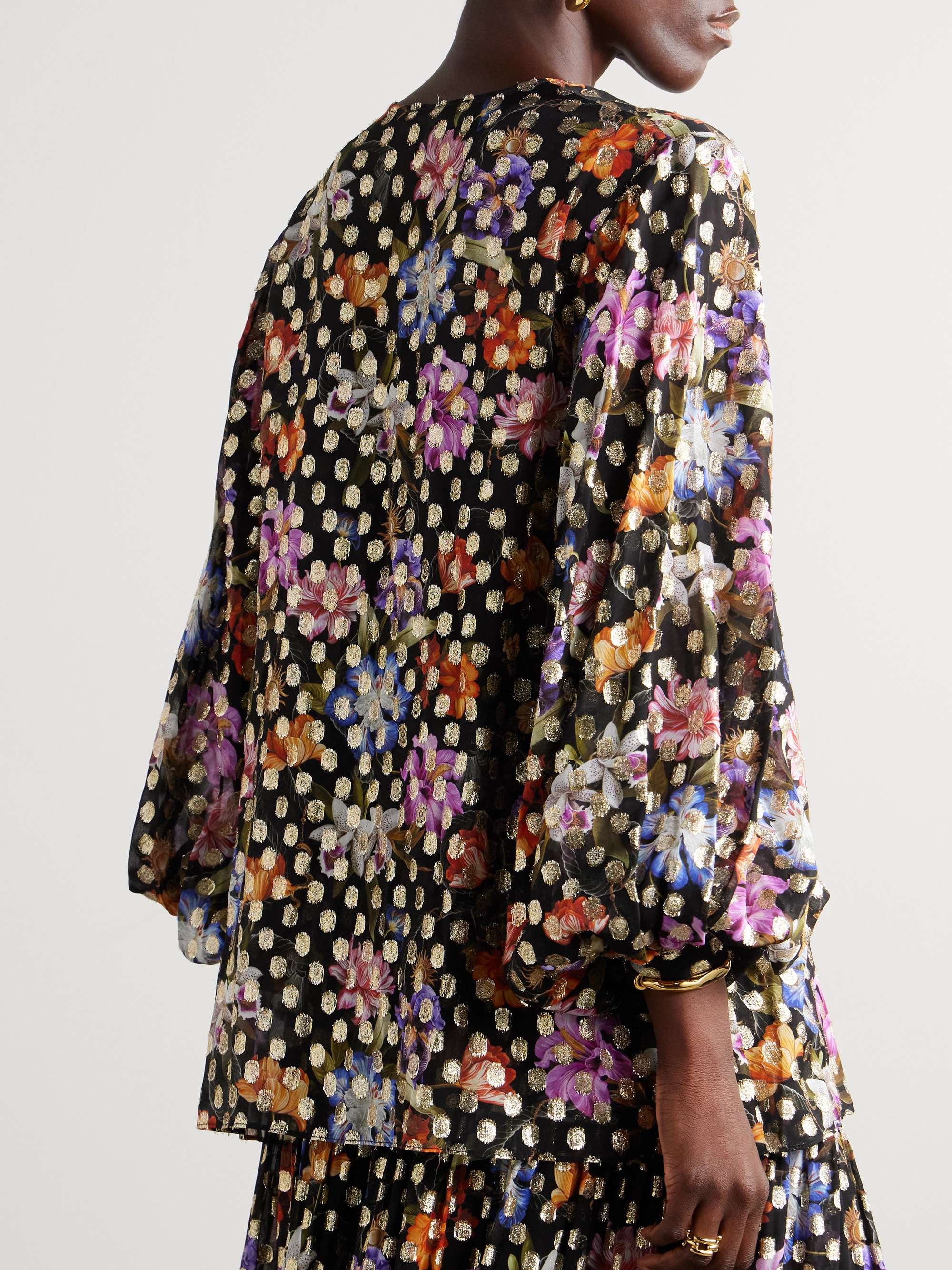 Stellan floral-print metallic fil coupé chiffon blouse view