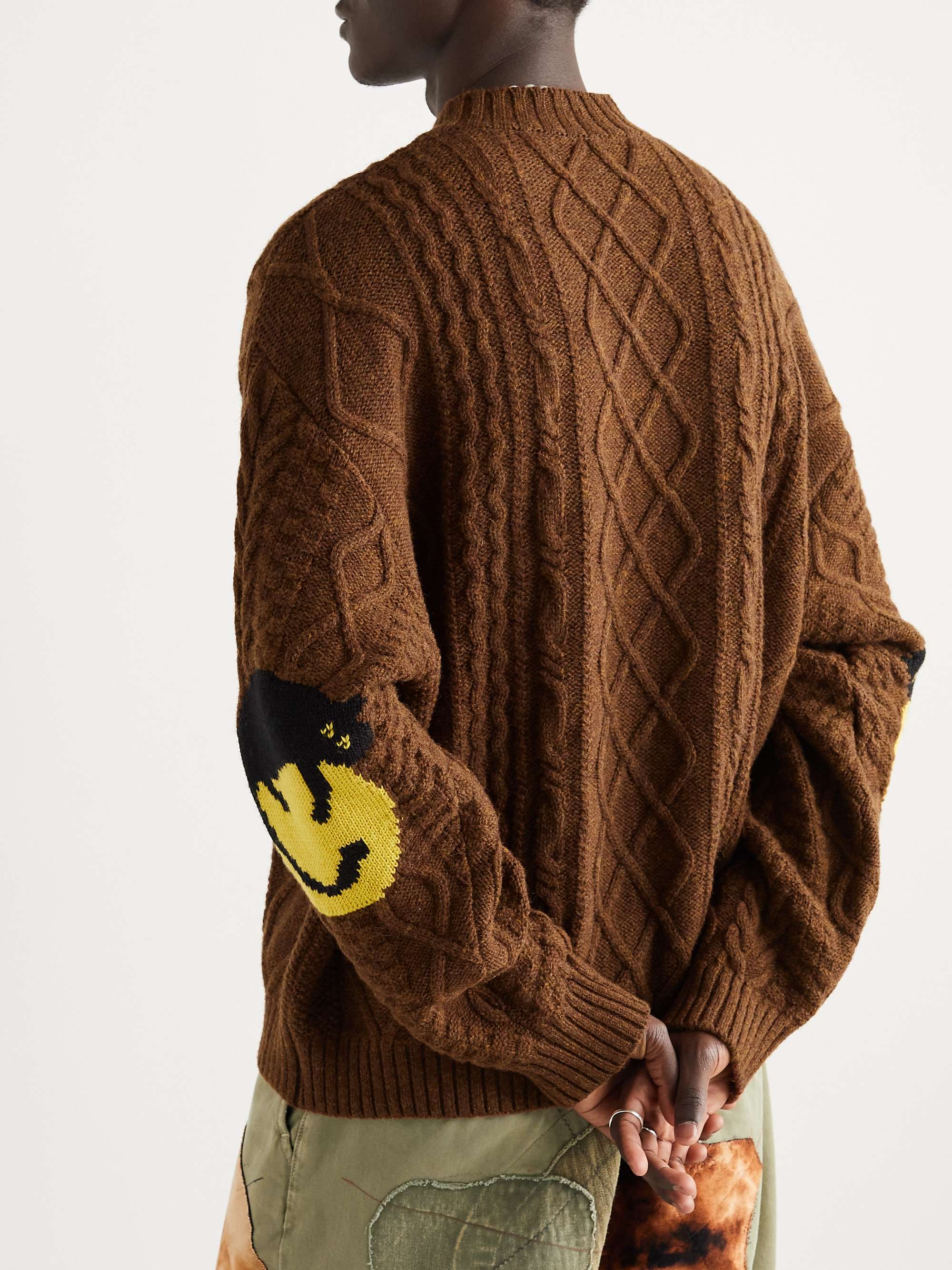 Intarsia Cable-Knit Wool-Blend Sweater view