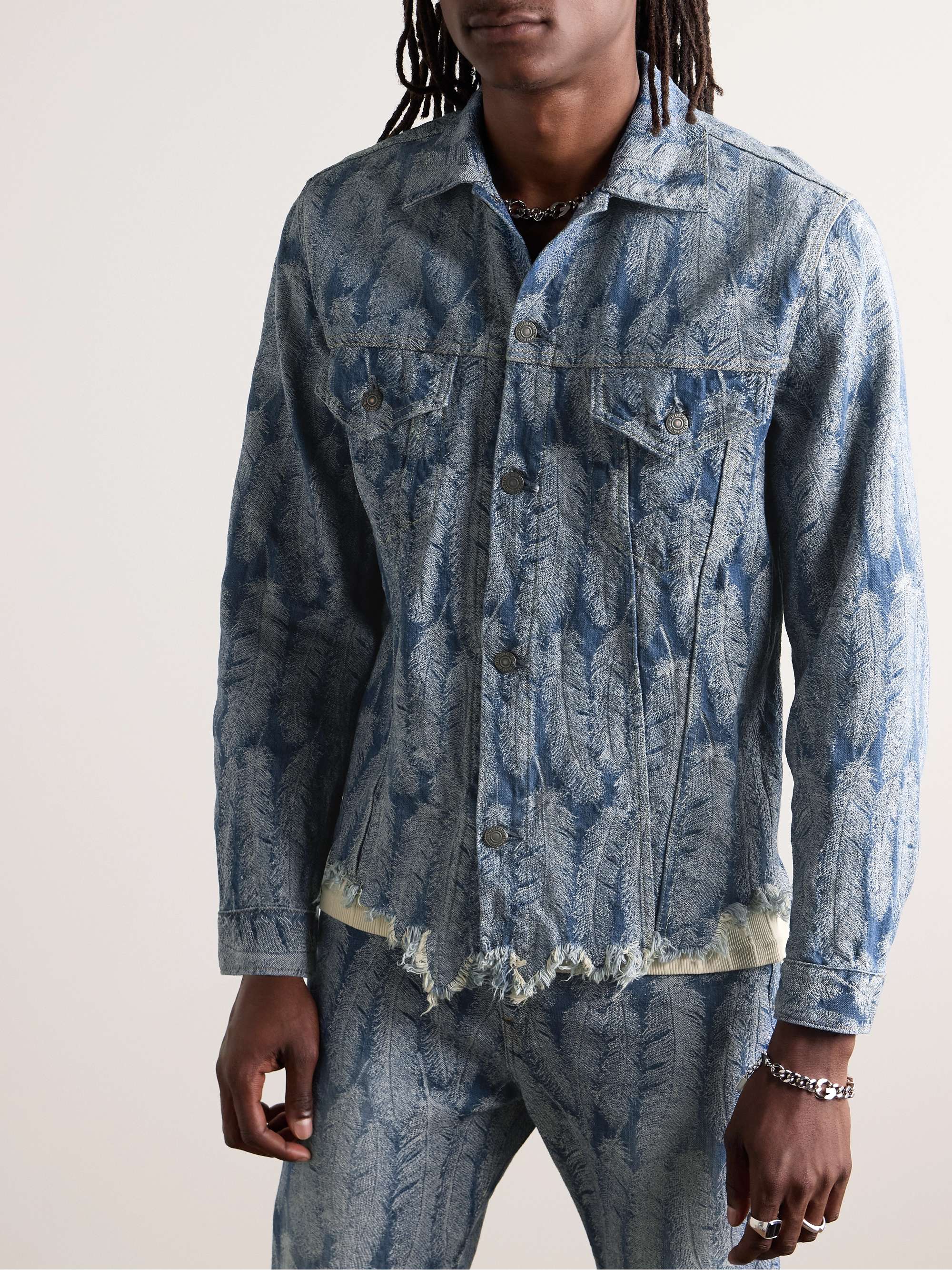 Magpie Distressed Denim-Jacquard Jacket view
