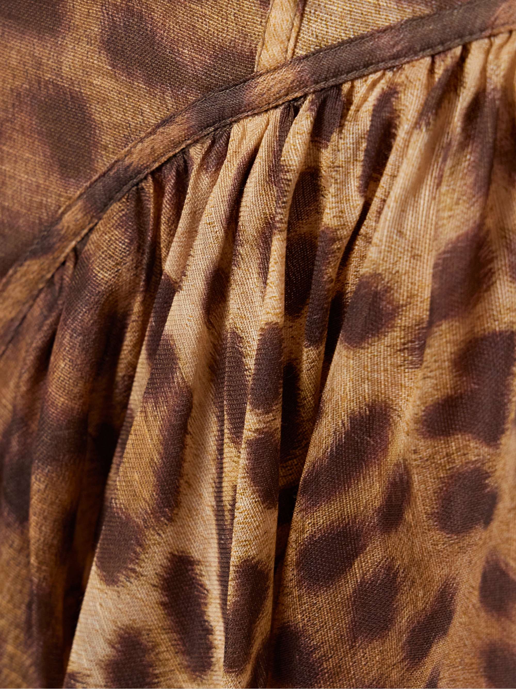 Crush ruffled paneled leopard-print linen and silk-blend organza maxi skirt view