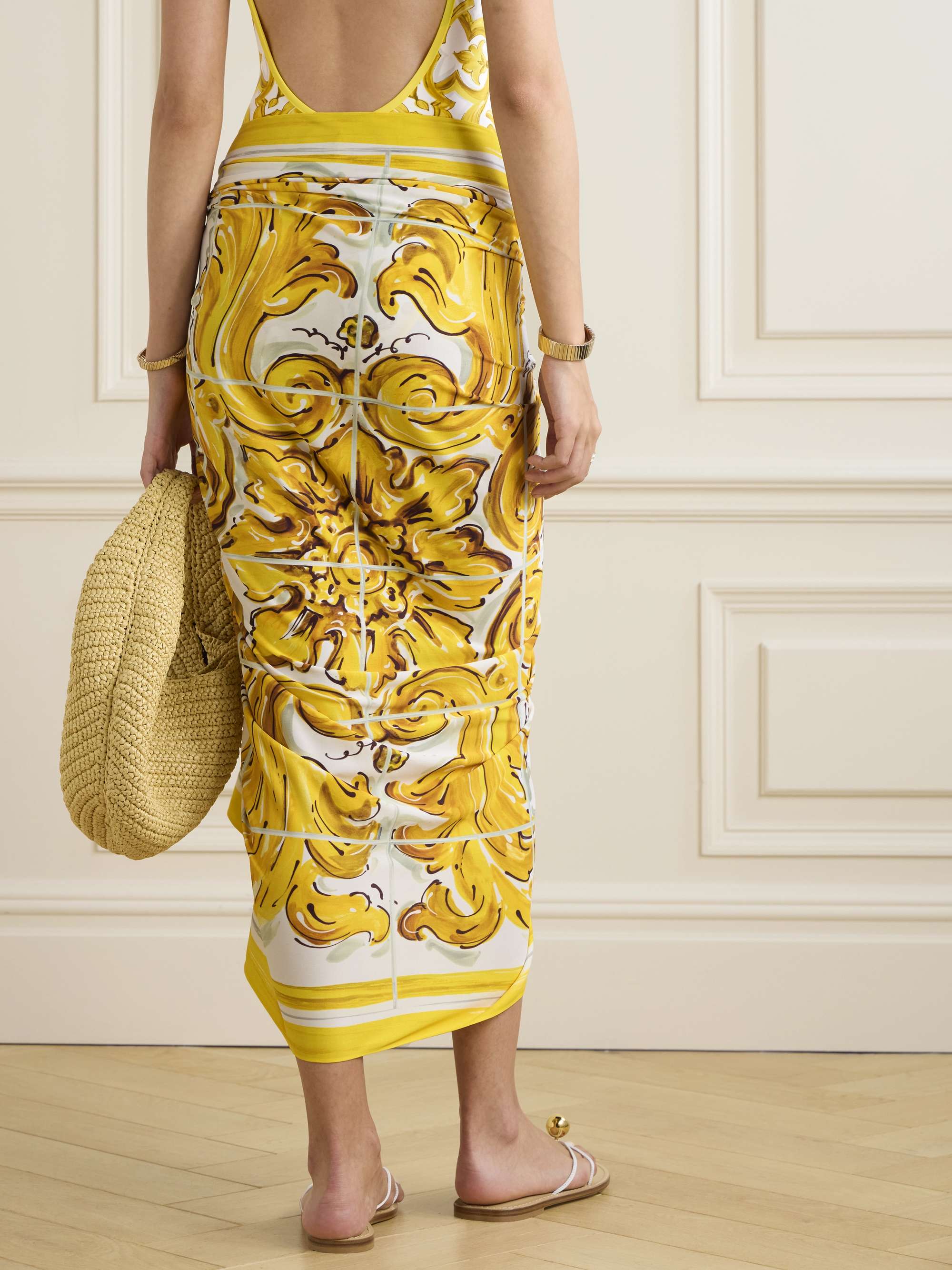 Majolica printed jersey pareo view