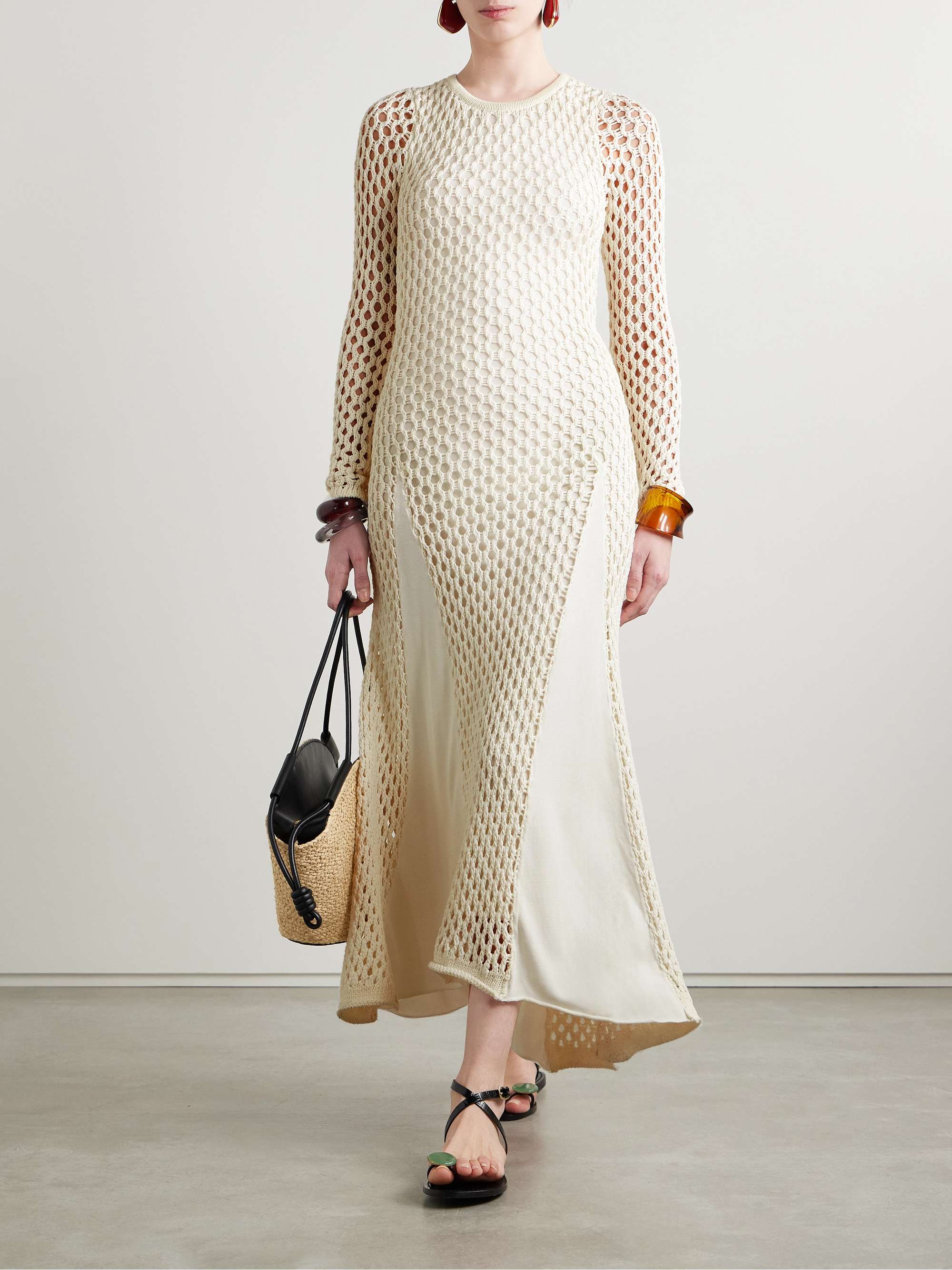 Anansi paneled crocheted and stretch-knit maxi dress view