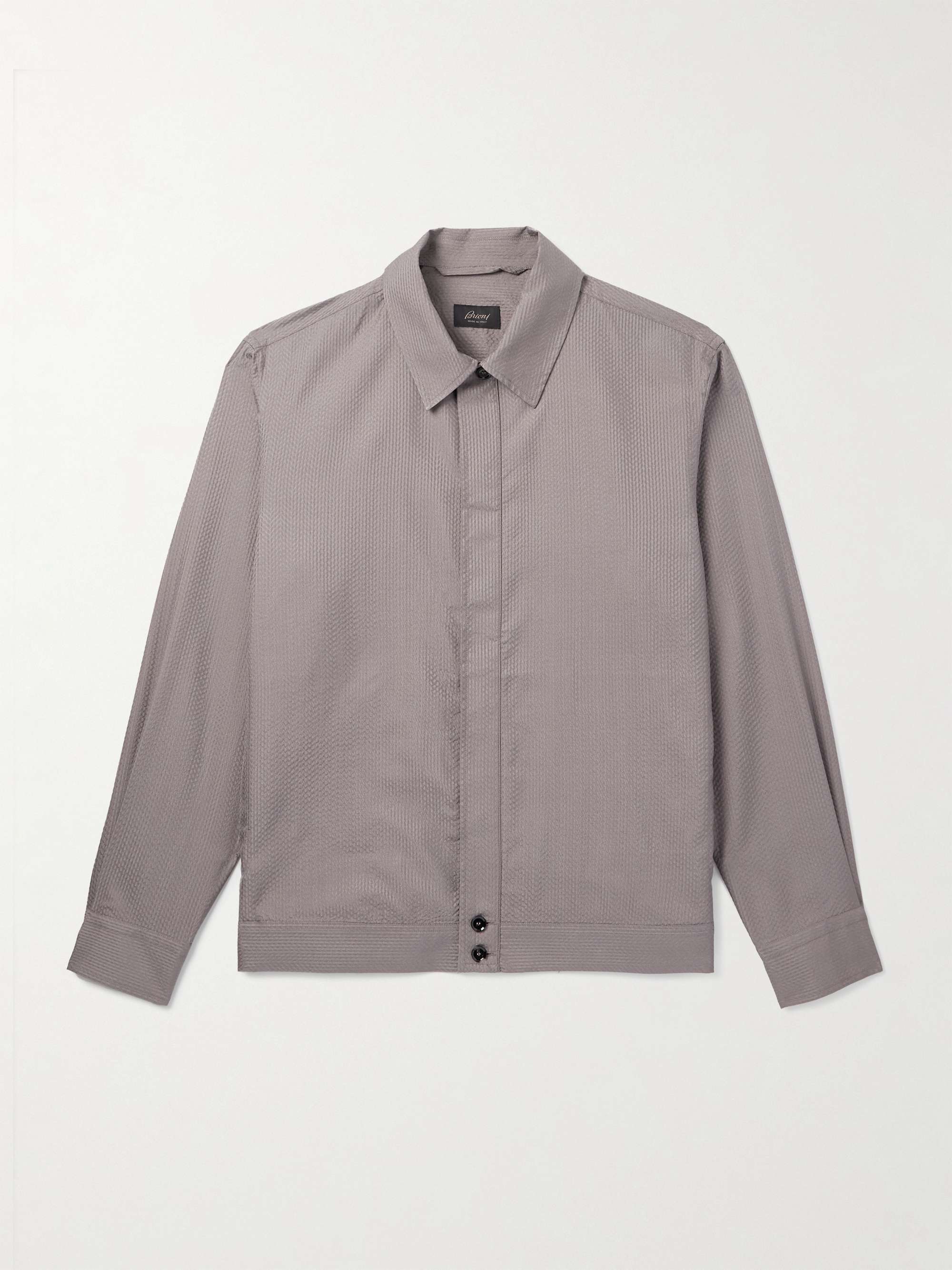 Herringbone Silk-Seersucker Overshirt view
