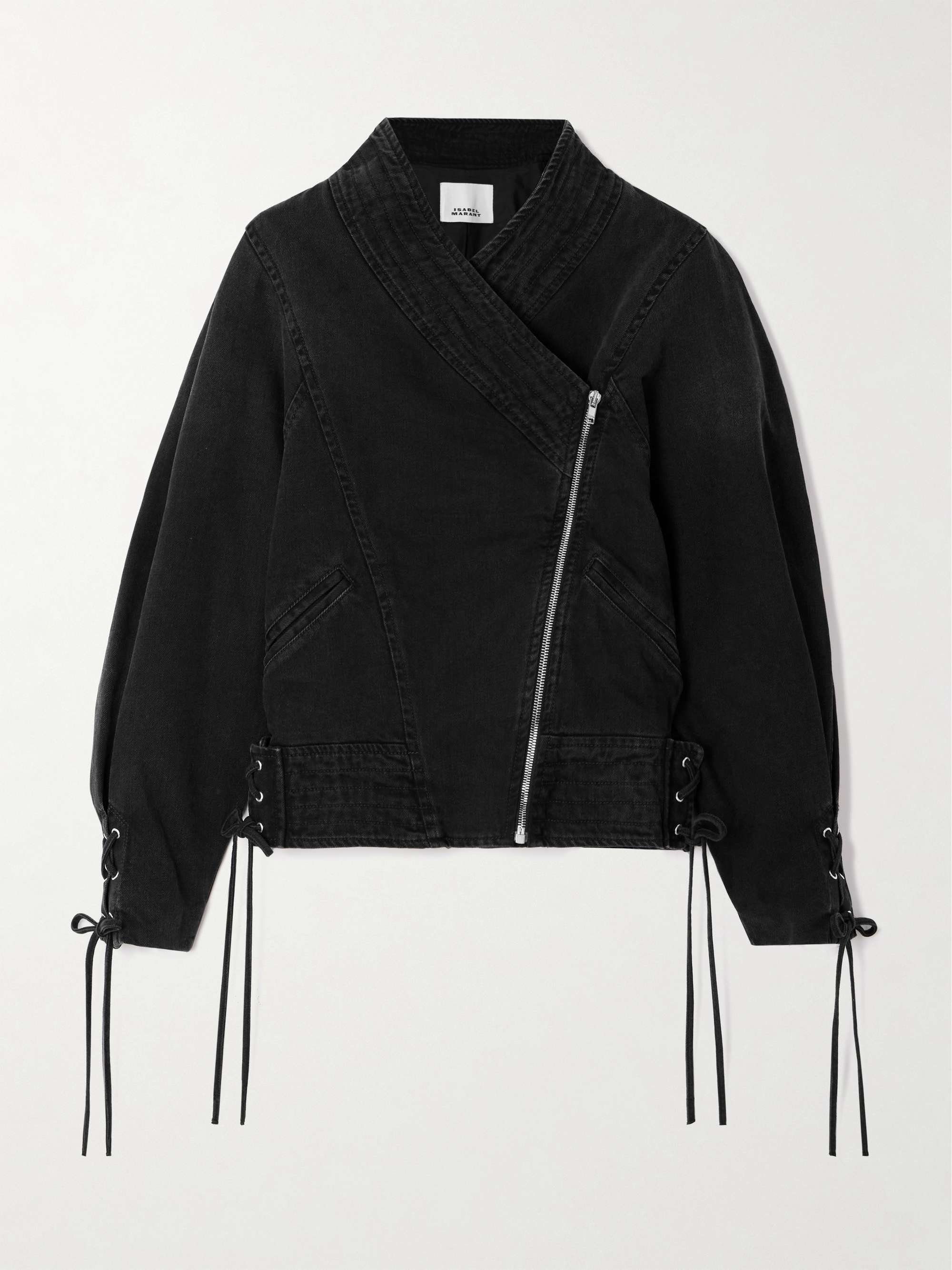 Edina lace-up paneled denim jacket view