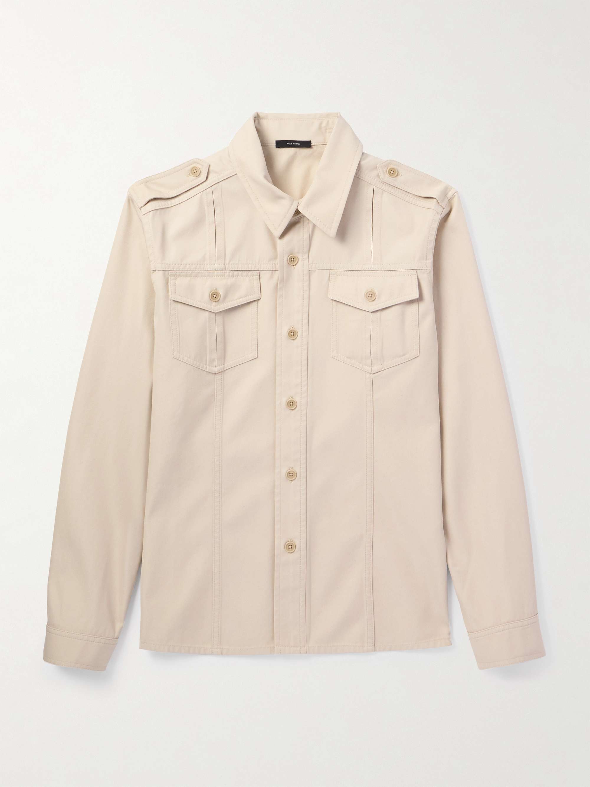 Cotton and Silk-Blend Twill Overshirt view