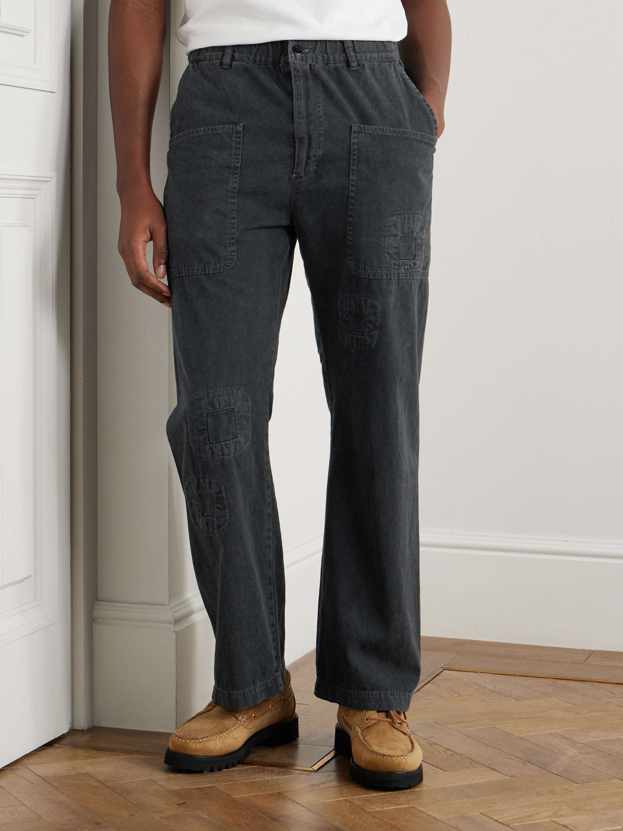 Straight-Leg Appliquéd Denim Trousers view