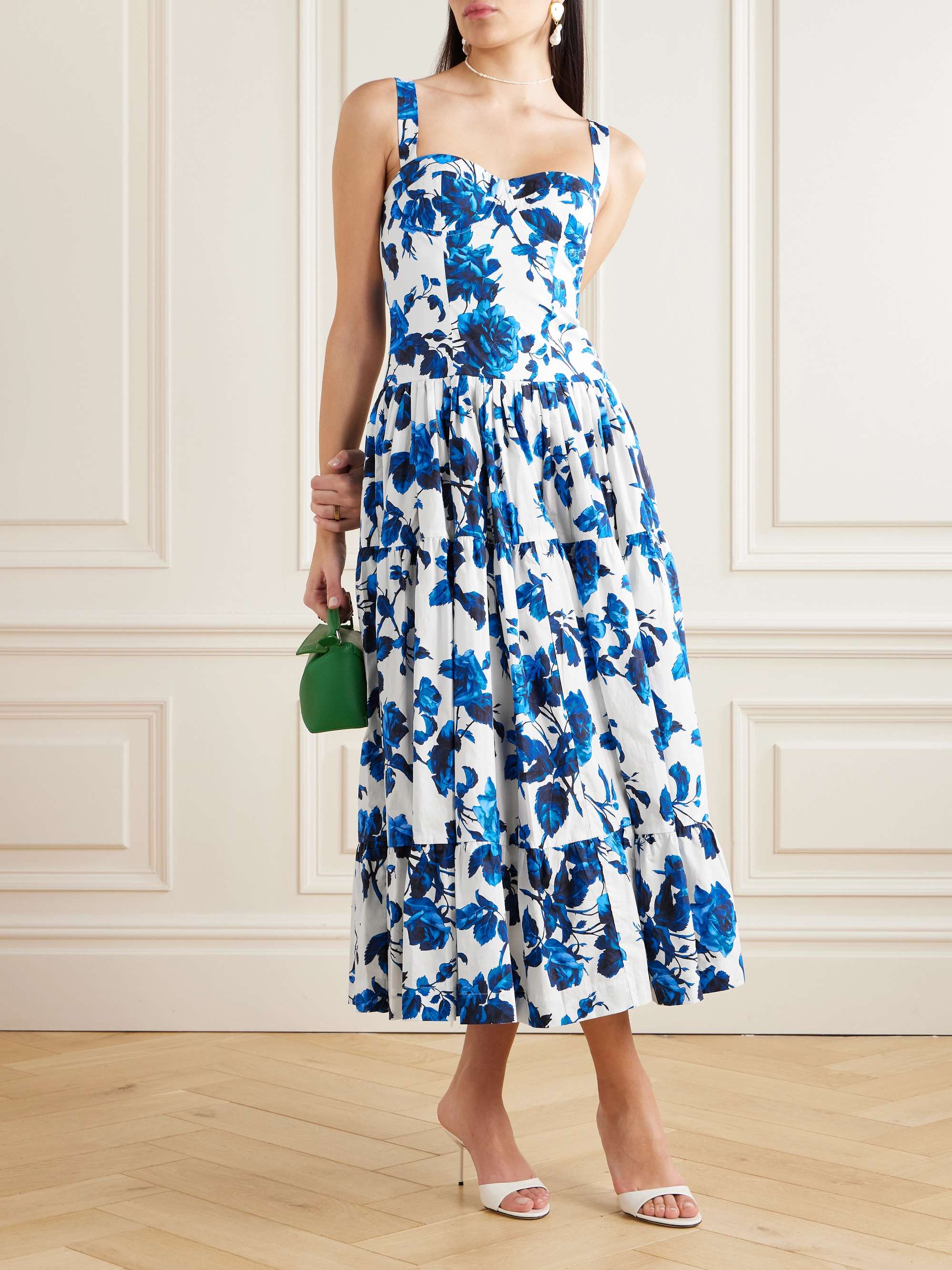 Santiago tiered floral-print cotton-poplin midi dress view