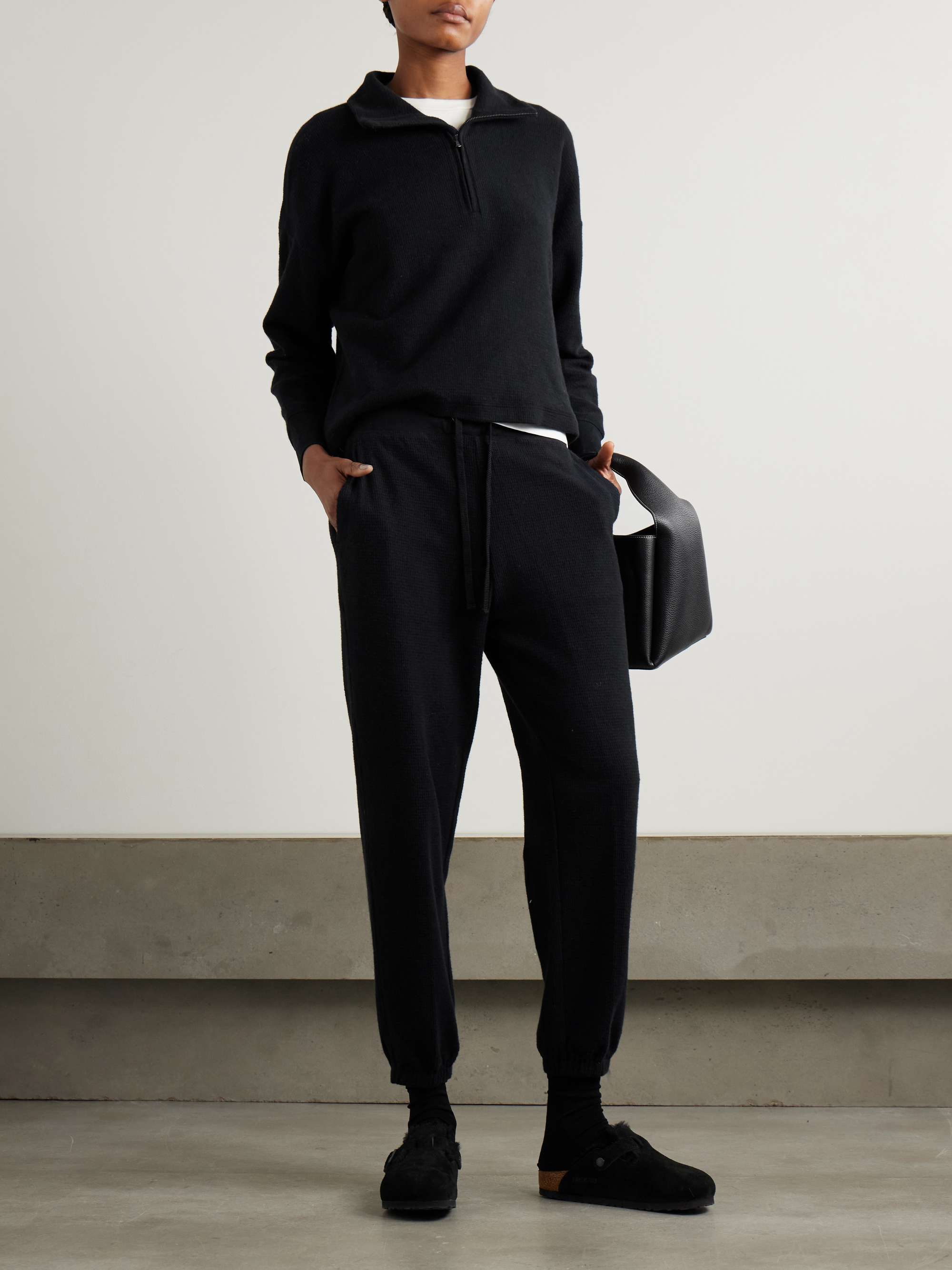 Brushed cotton and cashmere-blend half-zip sweatshirt view