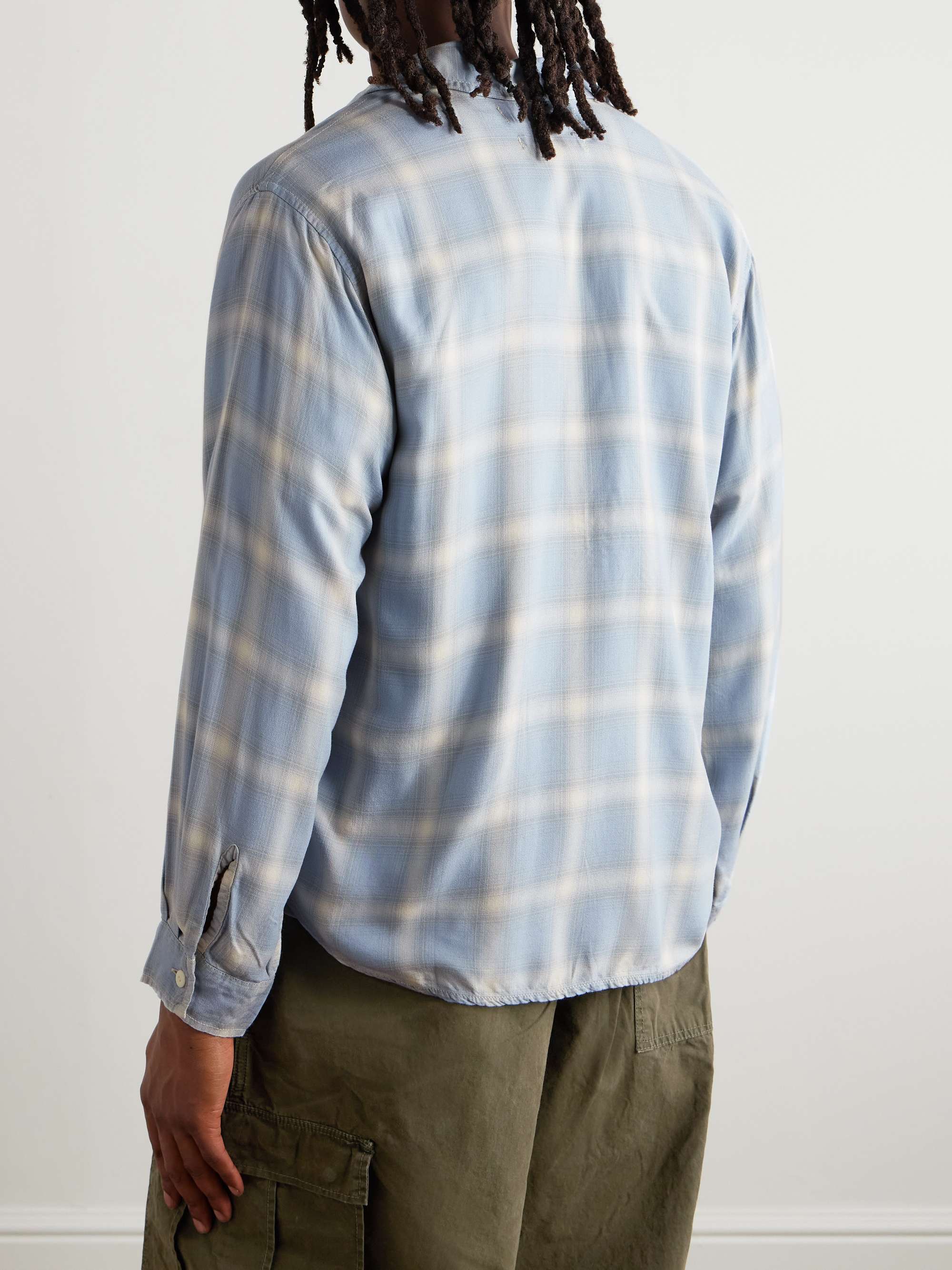 Convertible-Collar Checked Flannel Shirt view