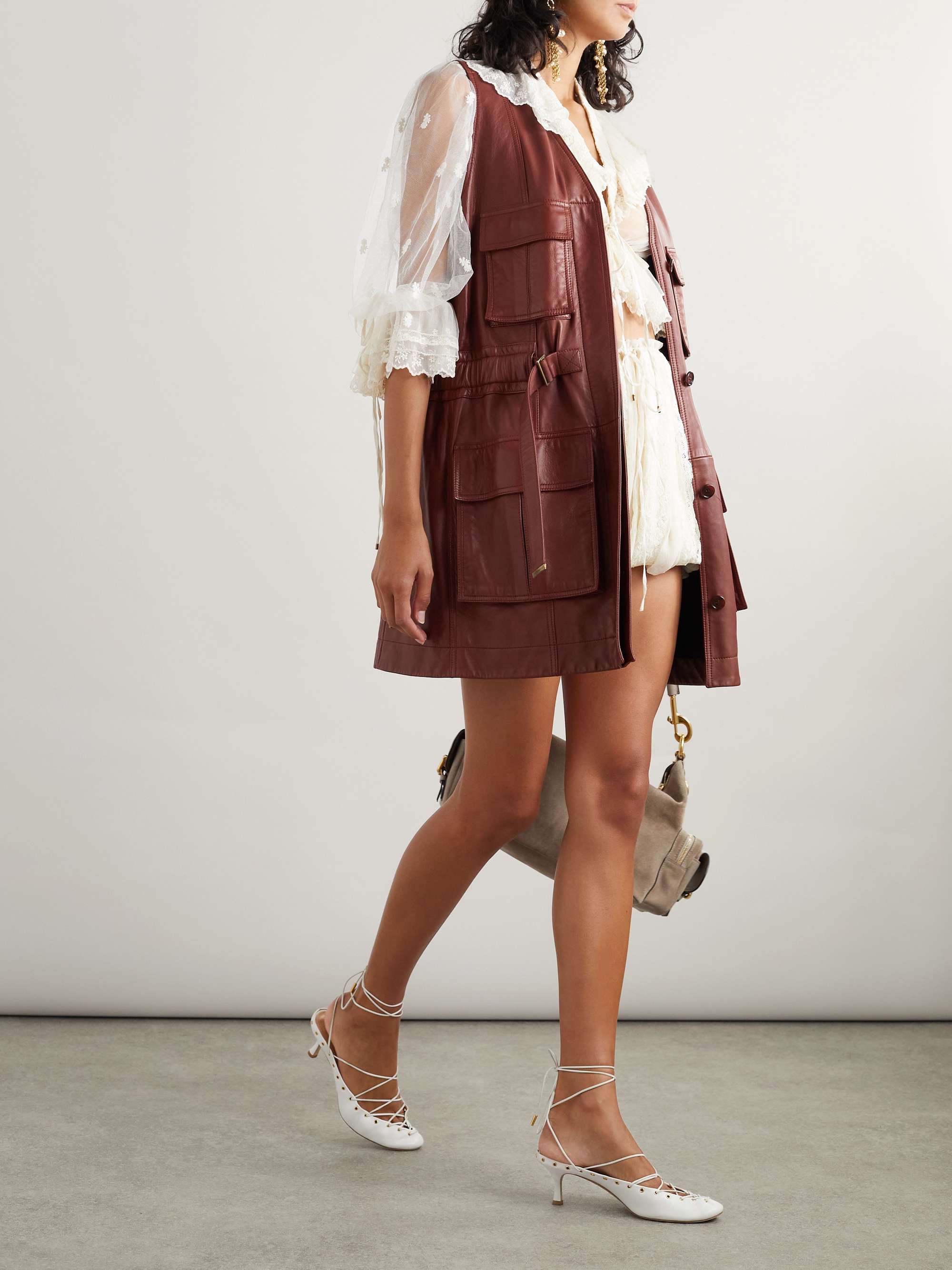 Buckled leather vest view
