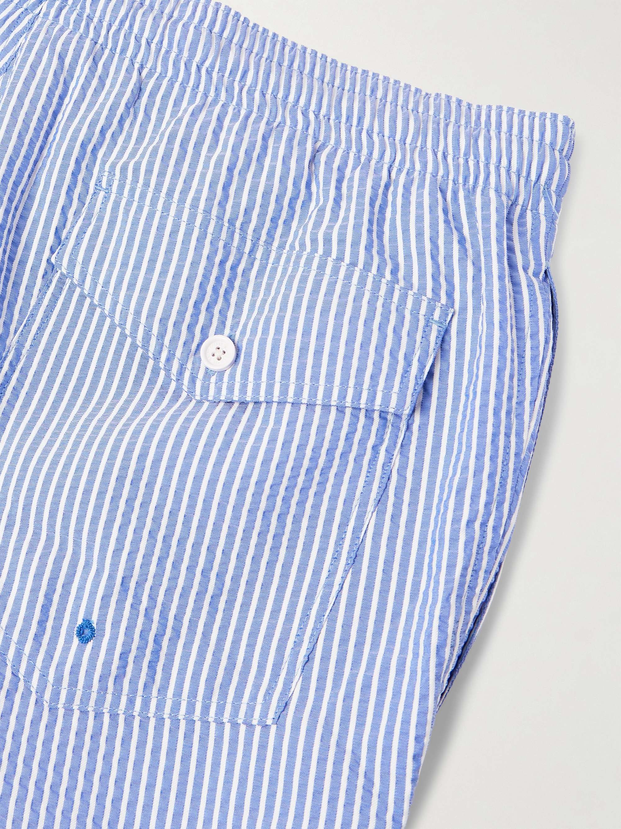 Amalfi Straight-Leg Mid-Length Striped Seersucker Swim Shorts view