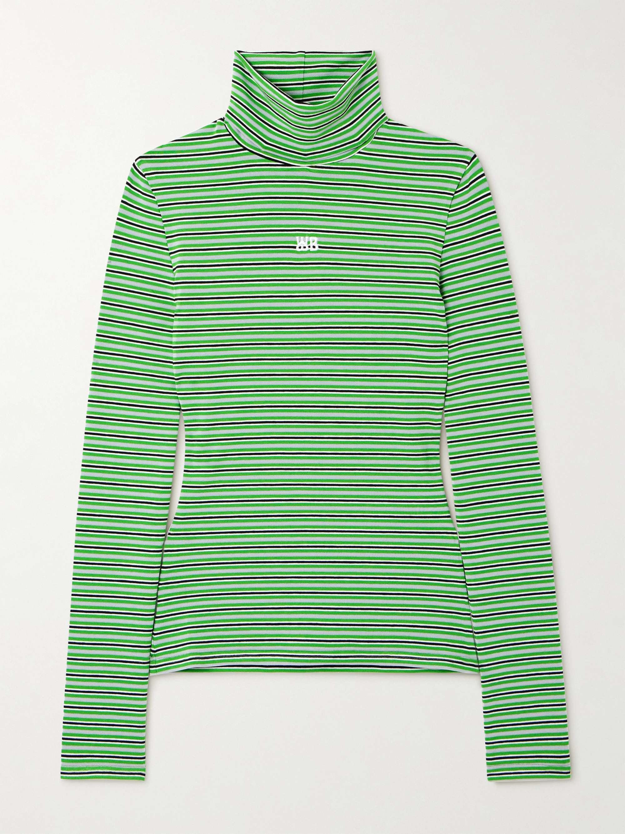 Sonic embroidered striped jersey turtleneck top view