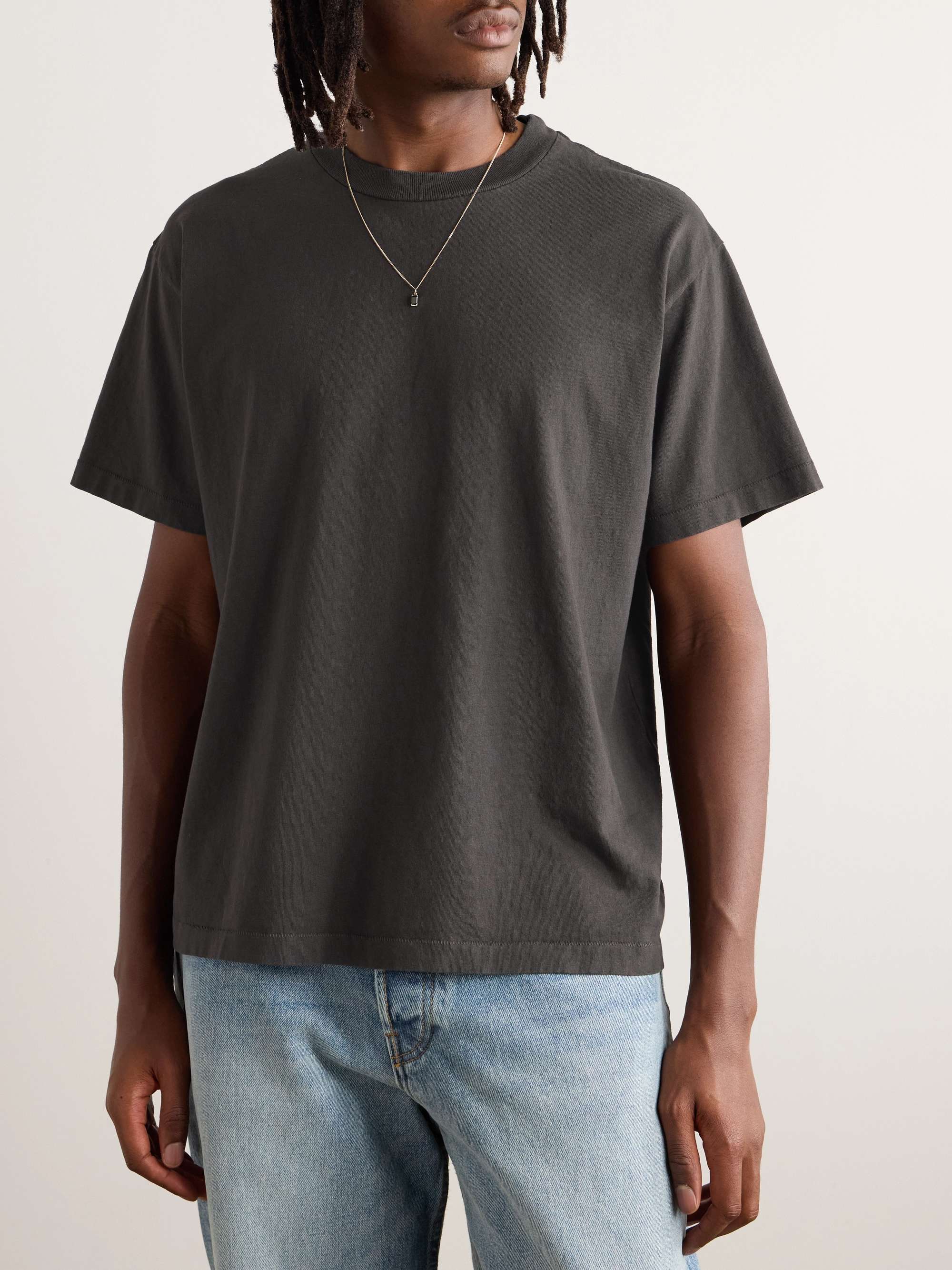 Garment-Dyed Embroidered Cotton-Jersey T-Shirt view