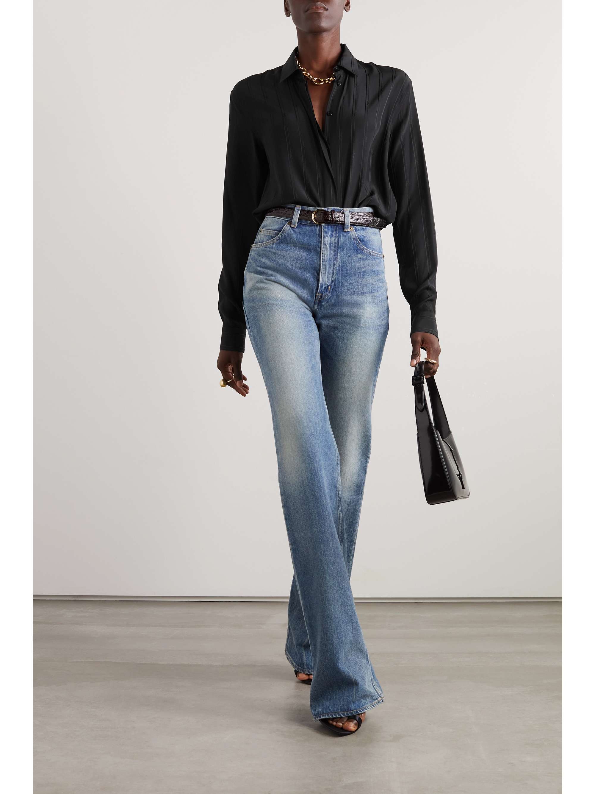 Striped silk-georgette shirt view