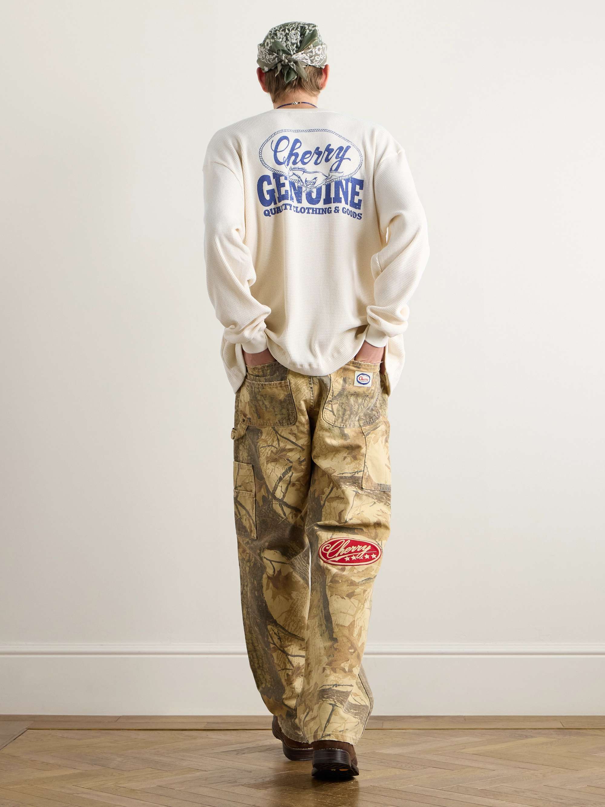 Oversized Logo-Print Waffle-Knit Cotton T-shirt view