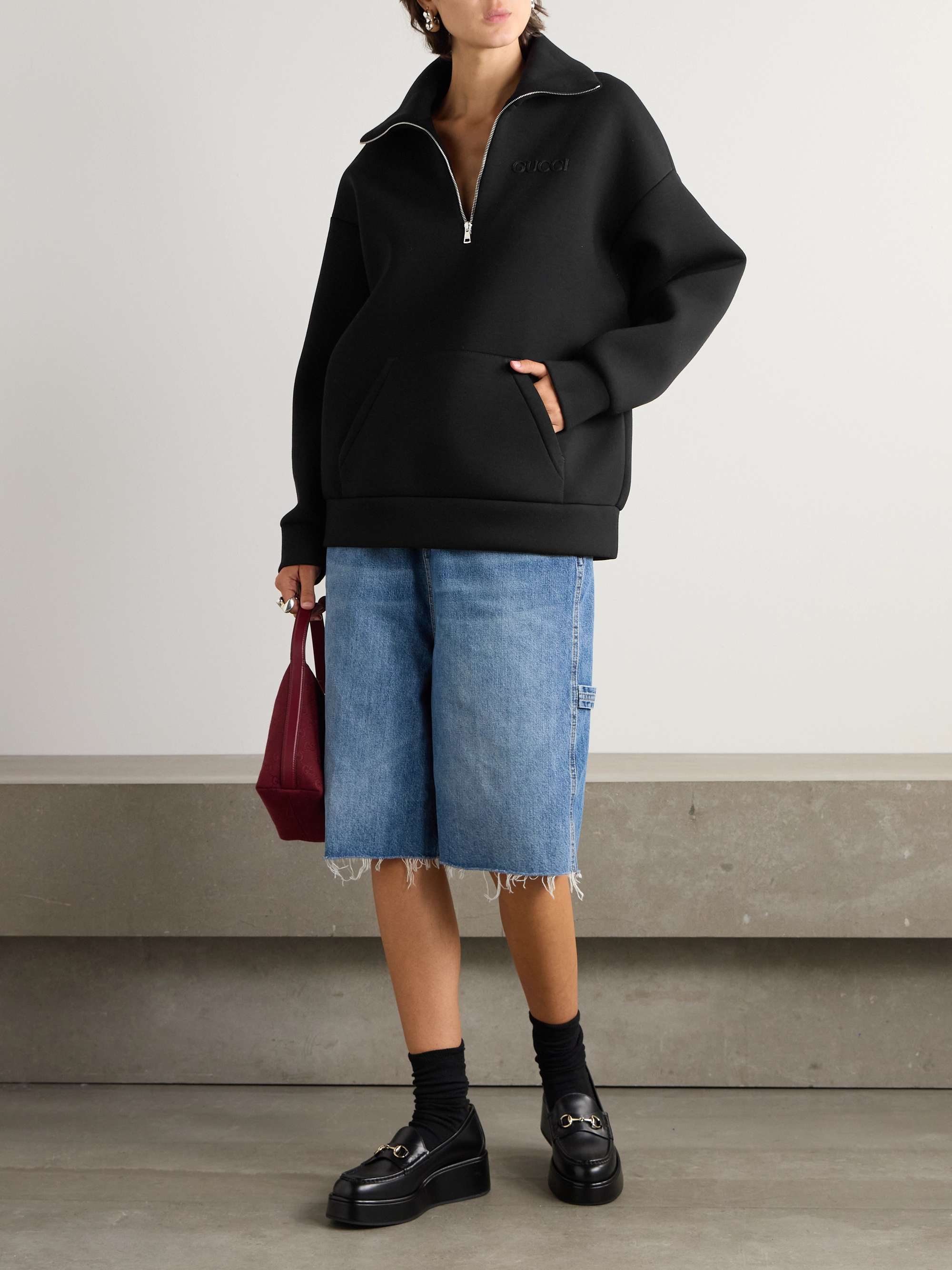 Embroidered stretch-jersey sweatshirt view