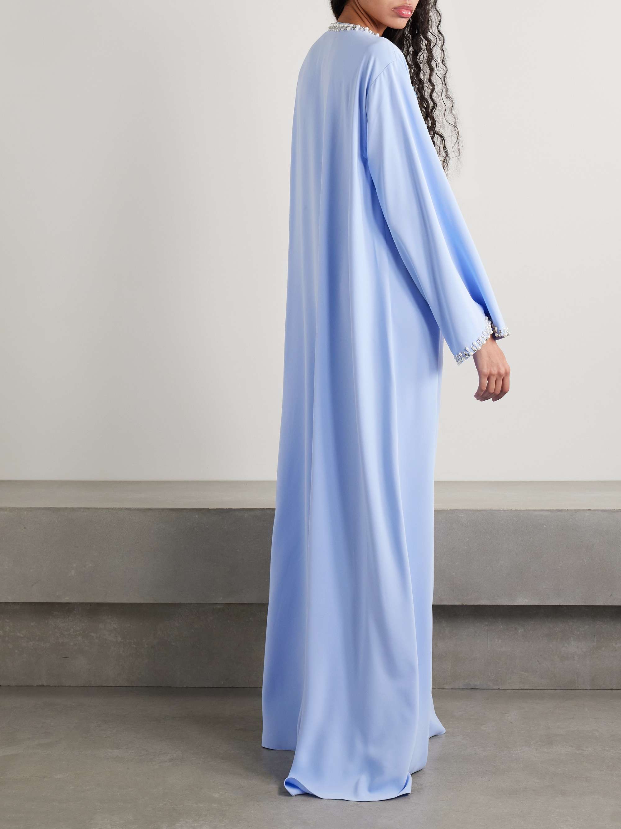 Embellished embroidered crepe gown view