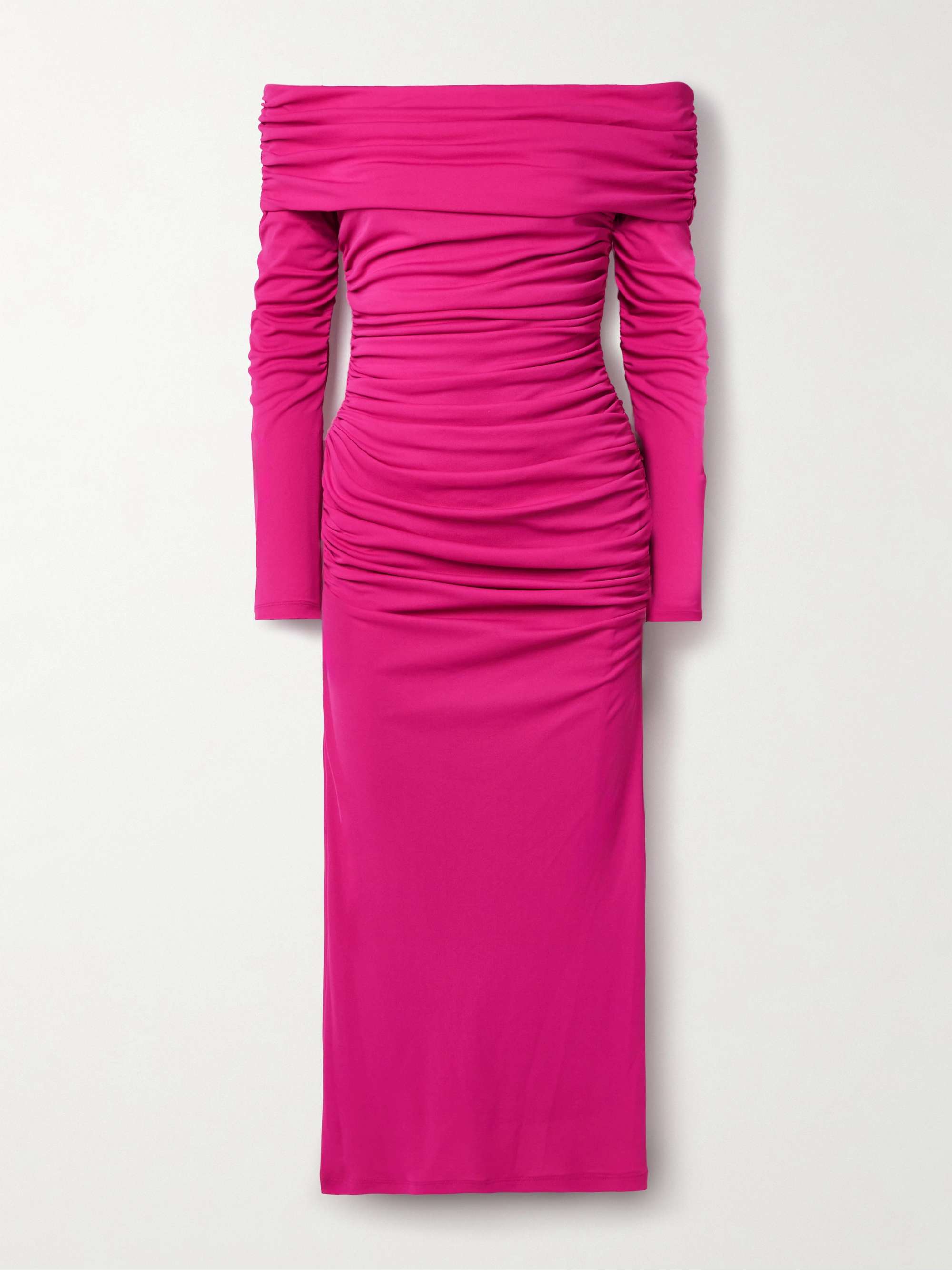 Off-the-shoulder ruched stretch-jersey midi dress view