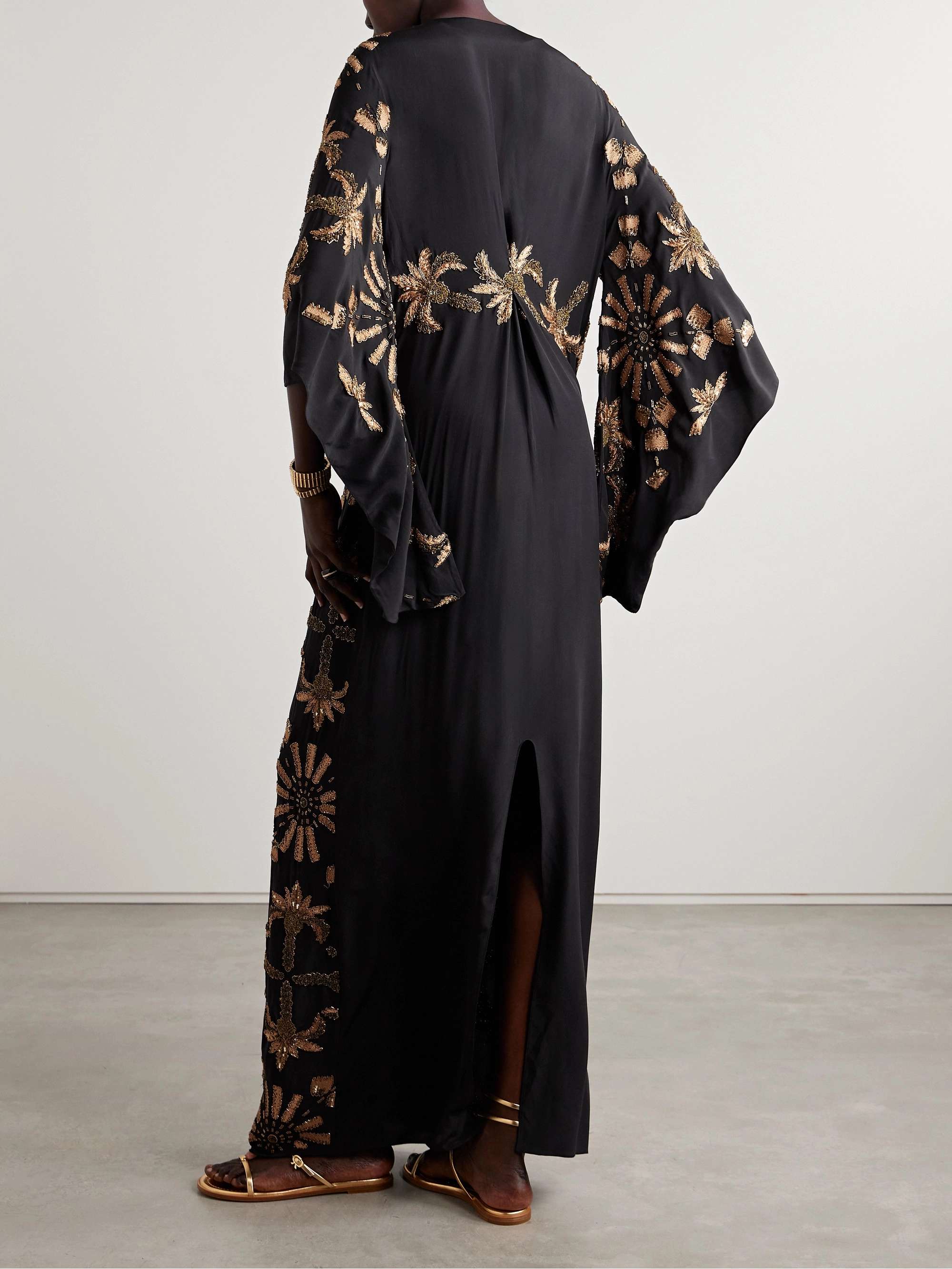 Golden Hour embellished embroidered silk crepe de chine maxi dress view