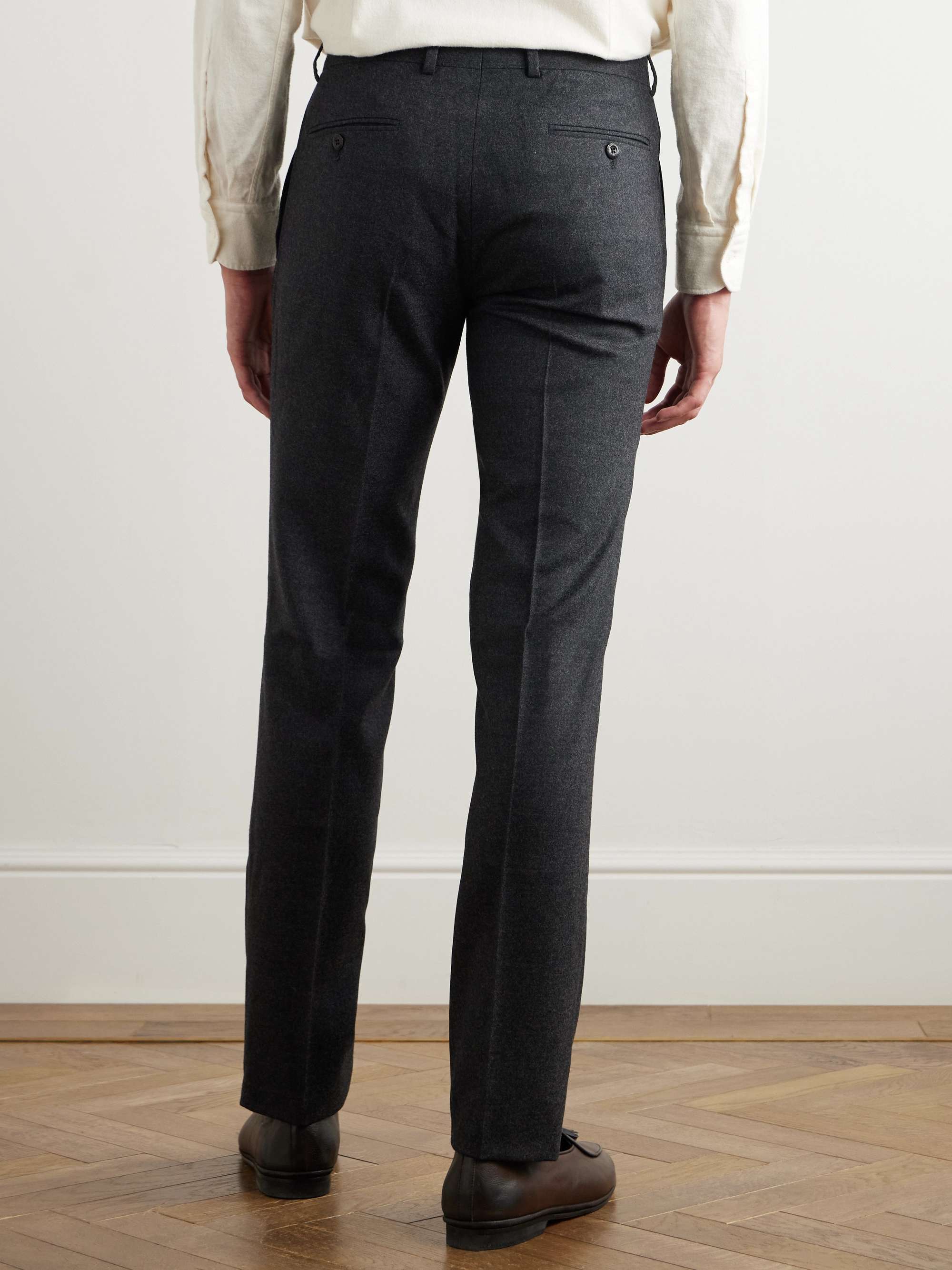 Luca Slim-Fit Tapered Wool-Flannel Trousers view