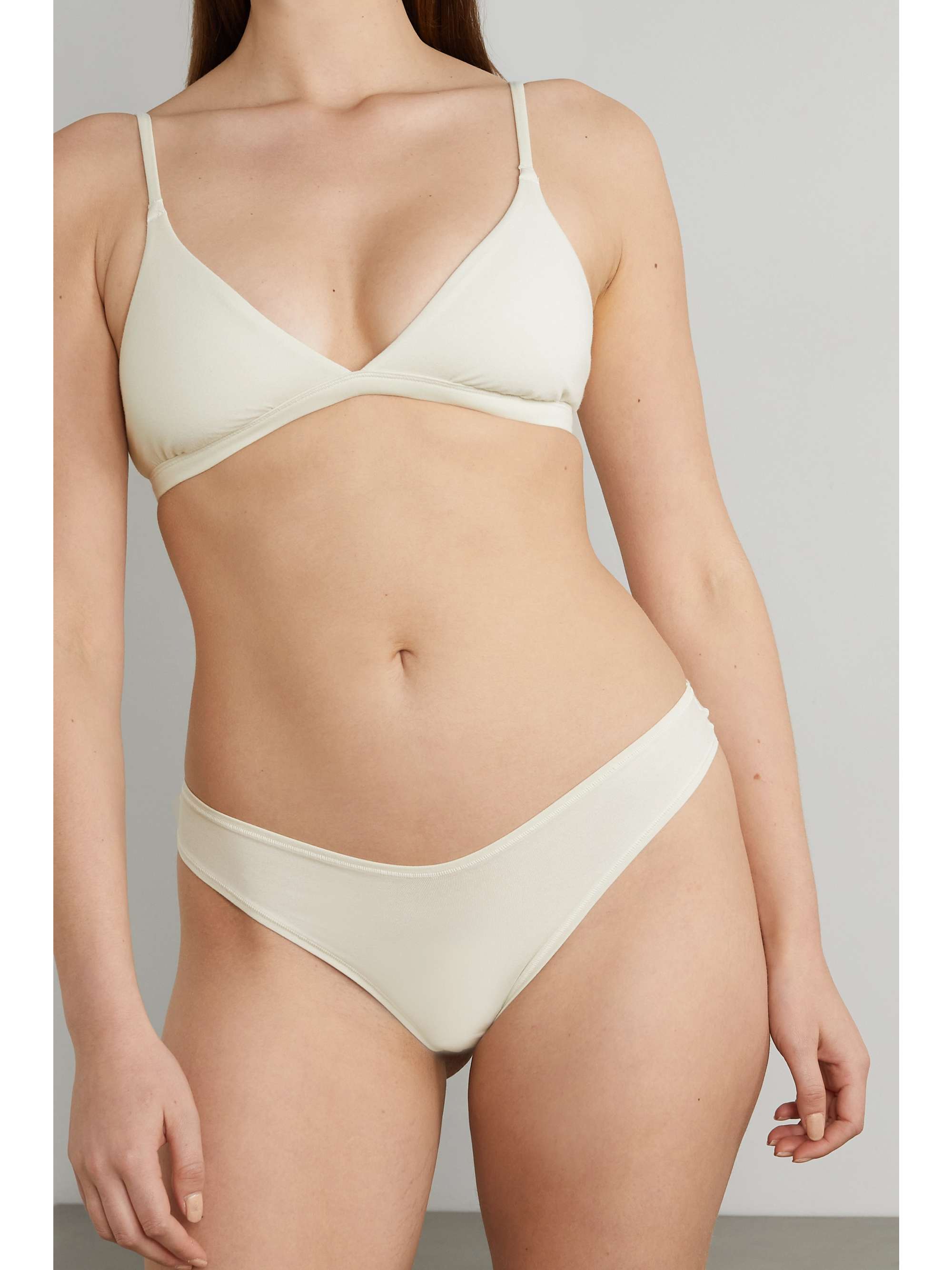 Cotton-Blend Jersey Dipped Thong view