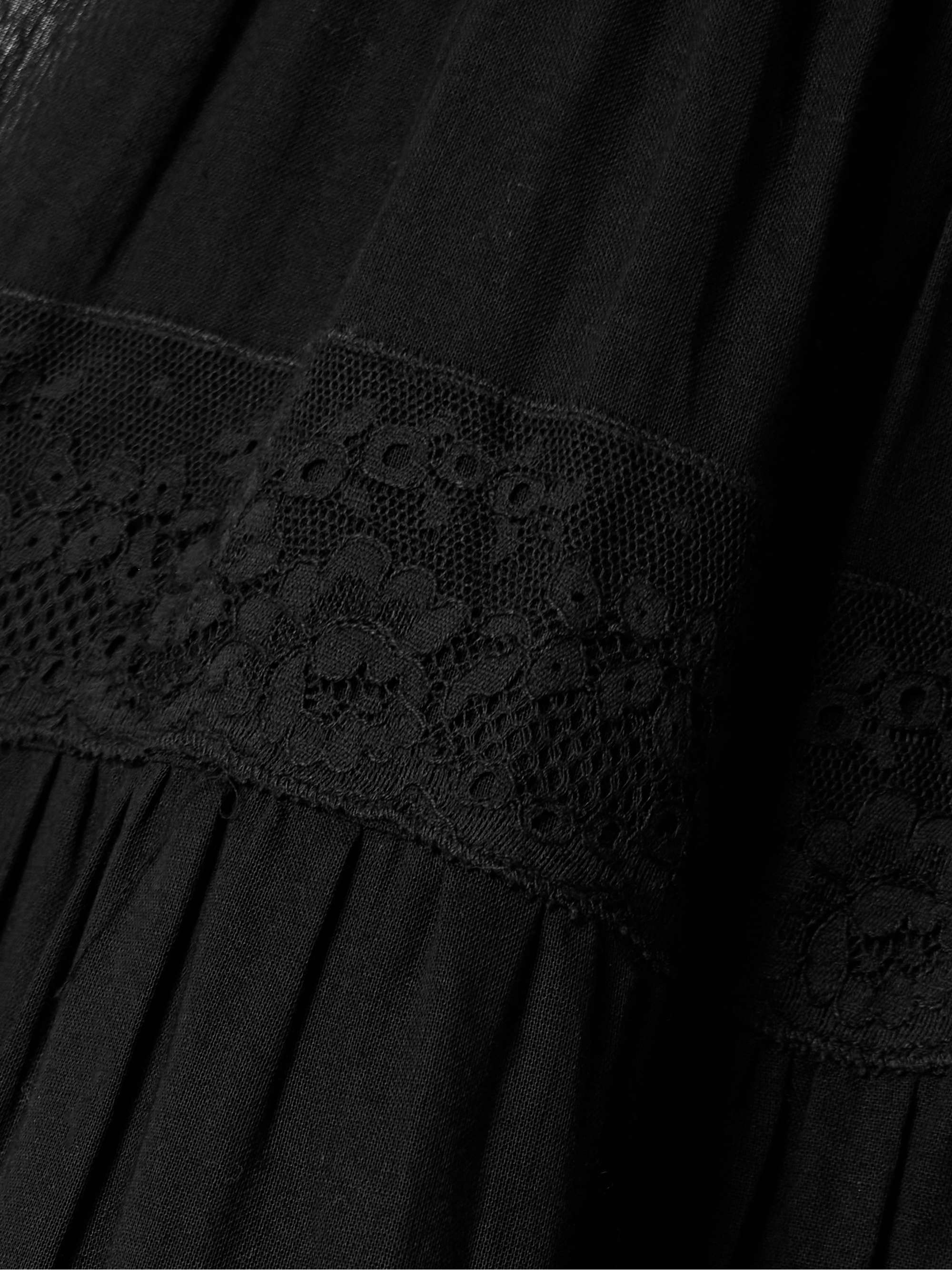 Tina tiered ruffled lace-trimmed cotton-voile maxi skirt view