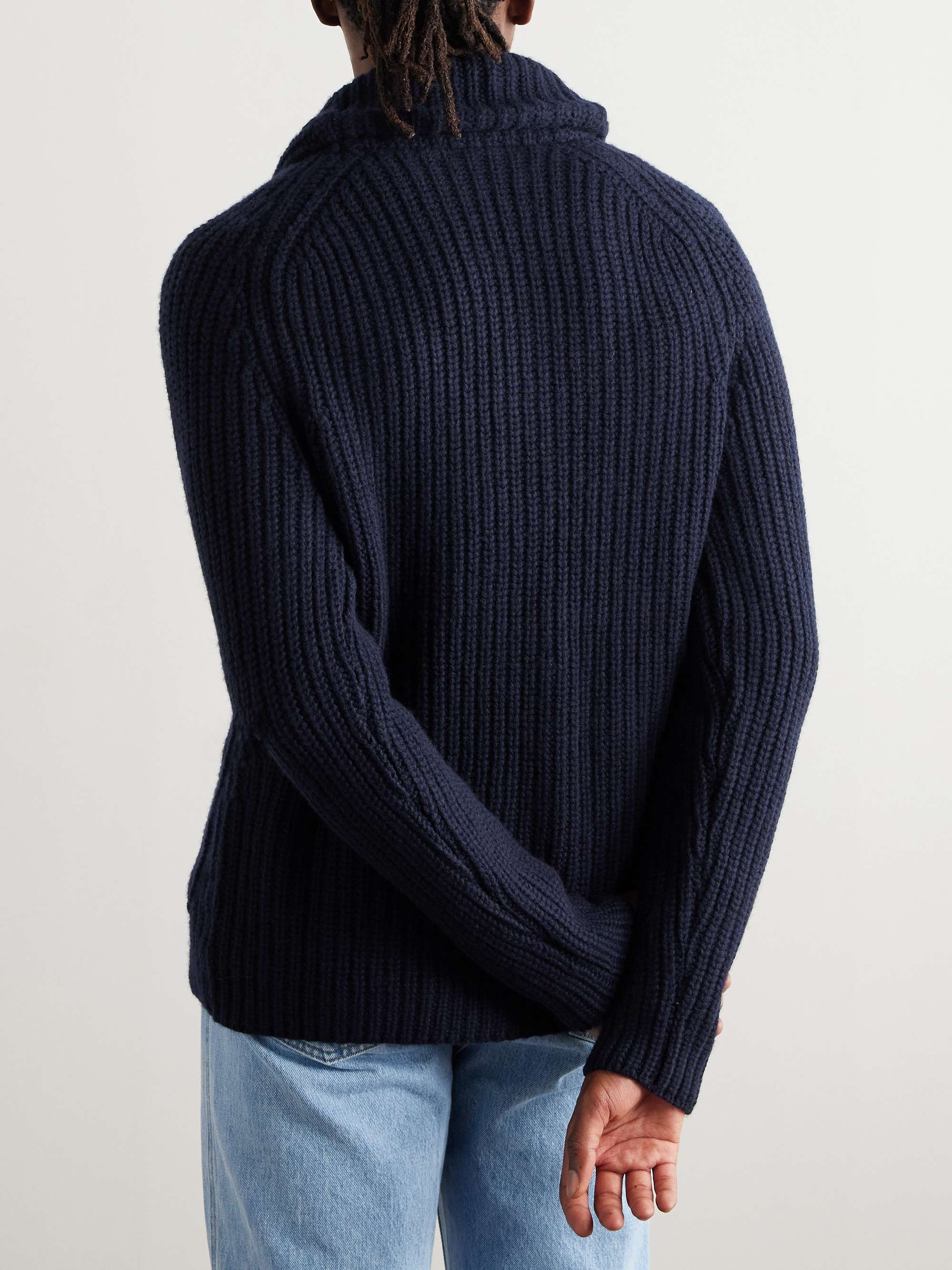 Zanone Shawl-Collar Ribbed Wool Cardigan view