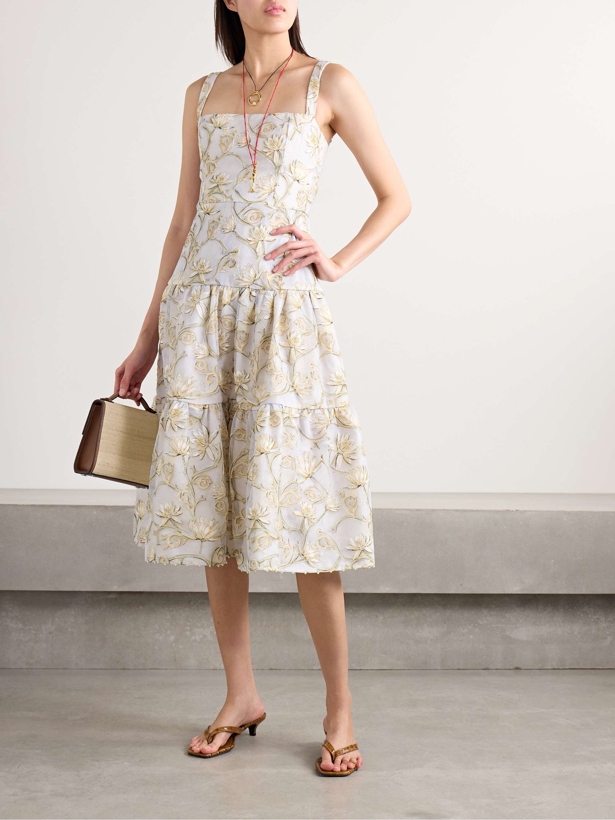 Lima Soledad embellished floral-print tulle midi dress view
