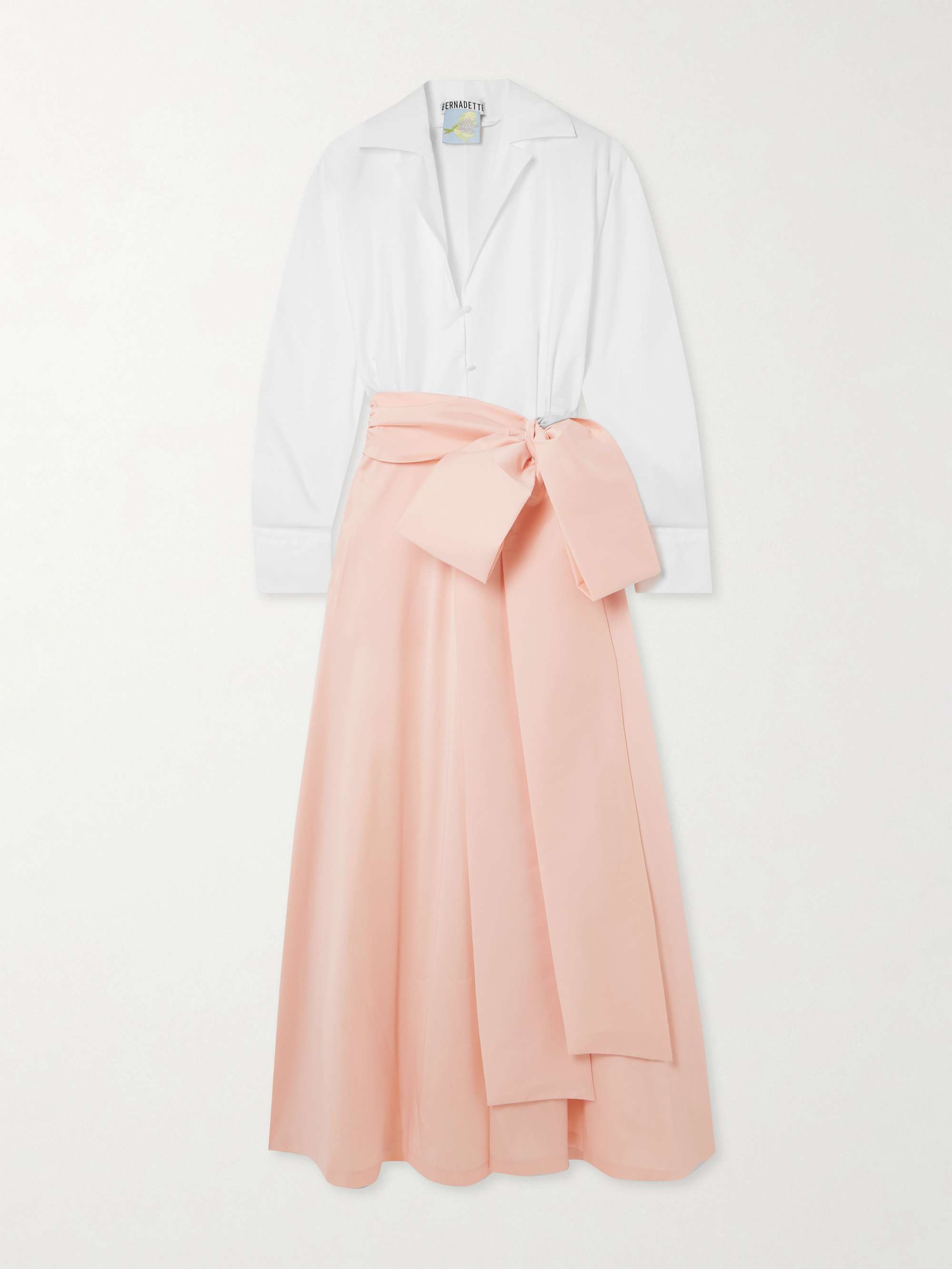 Clarence belted organic cotton-blend poplin and taffeta maxi shirt dress view