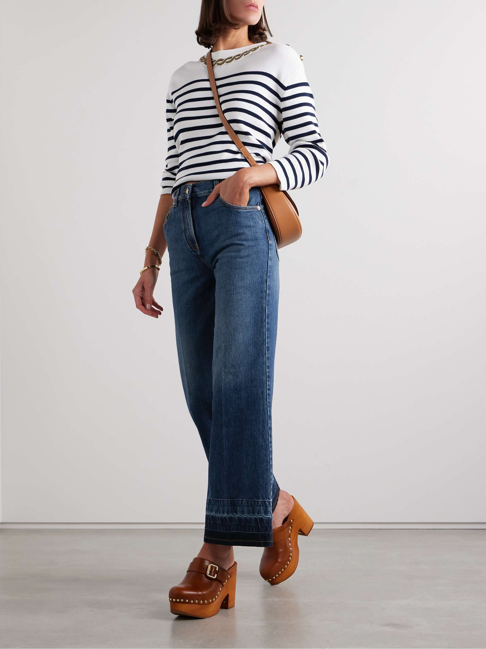 Embellished high-rise flared jeans view