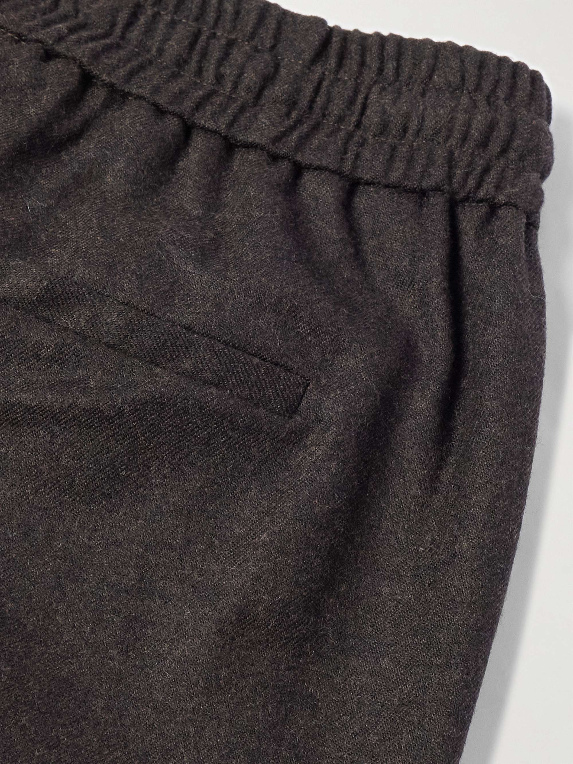 Tapered Super 130s Wool-Flannel Drawstring Trousers view