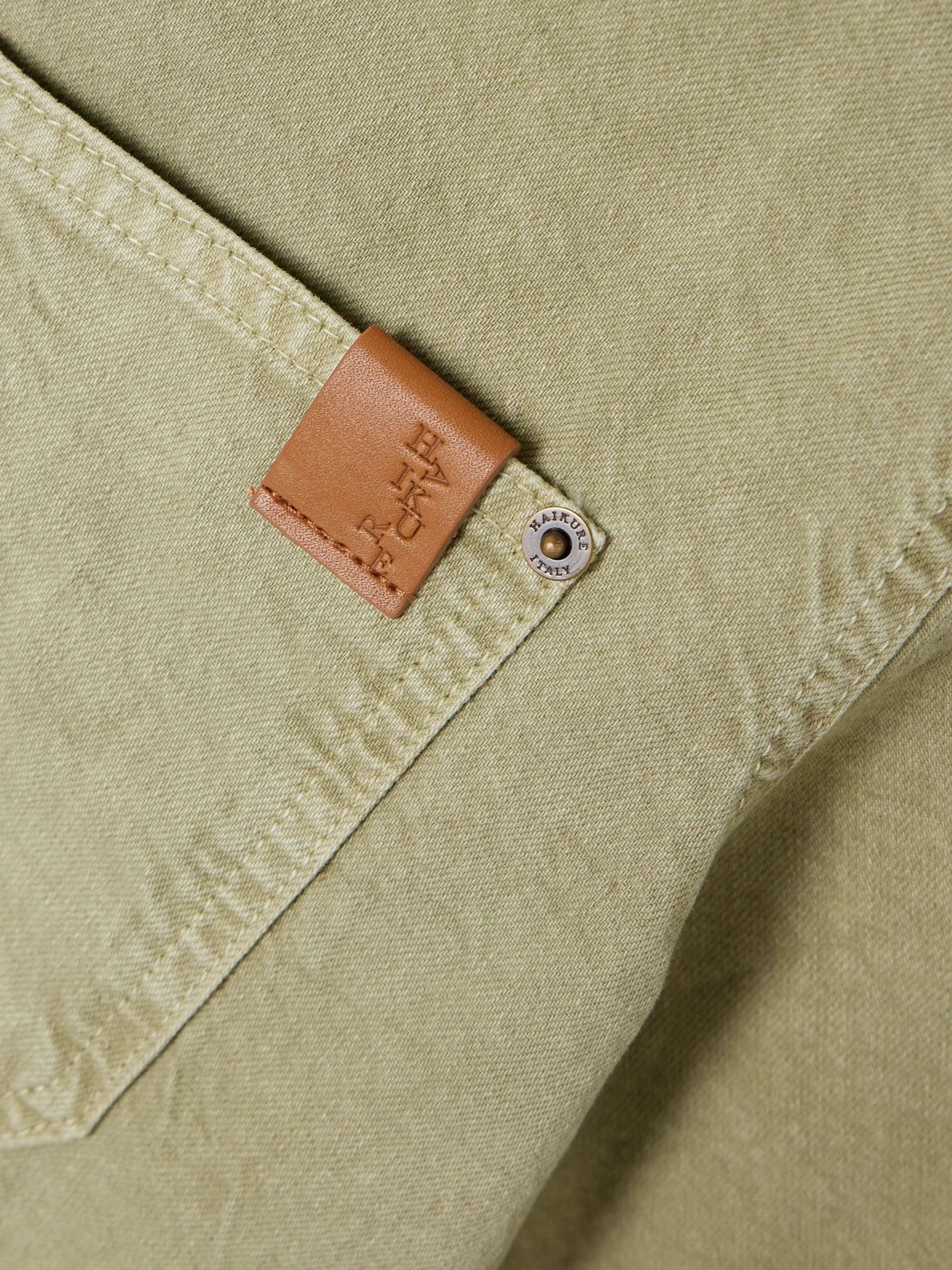 Olive denim shirt view