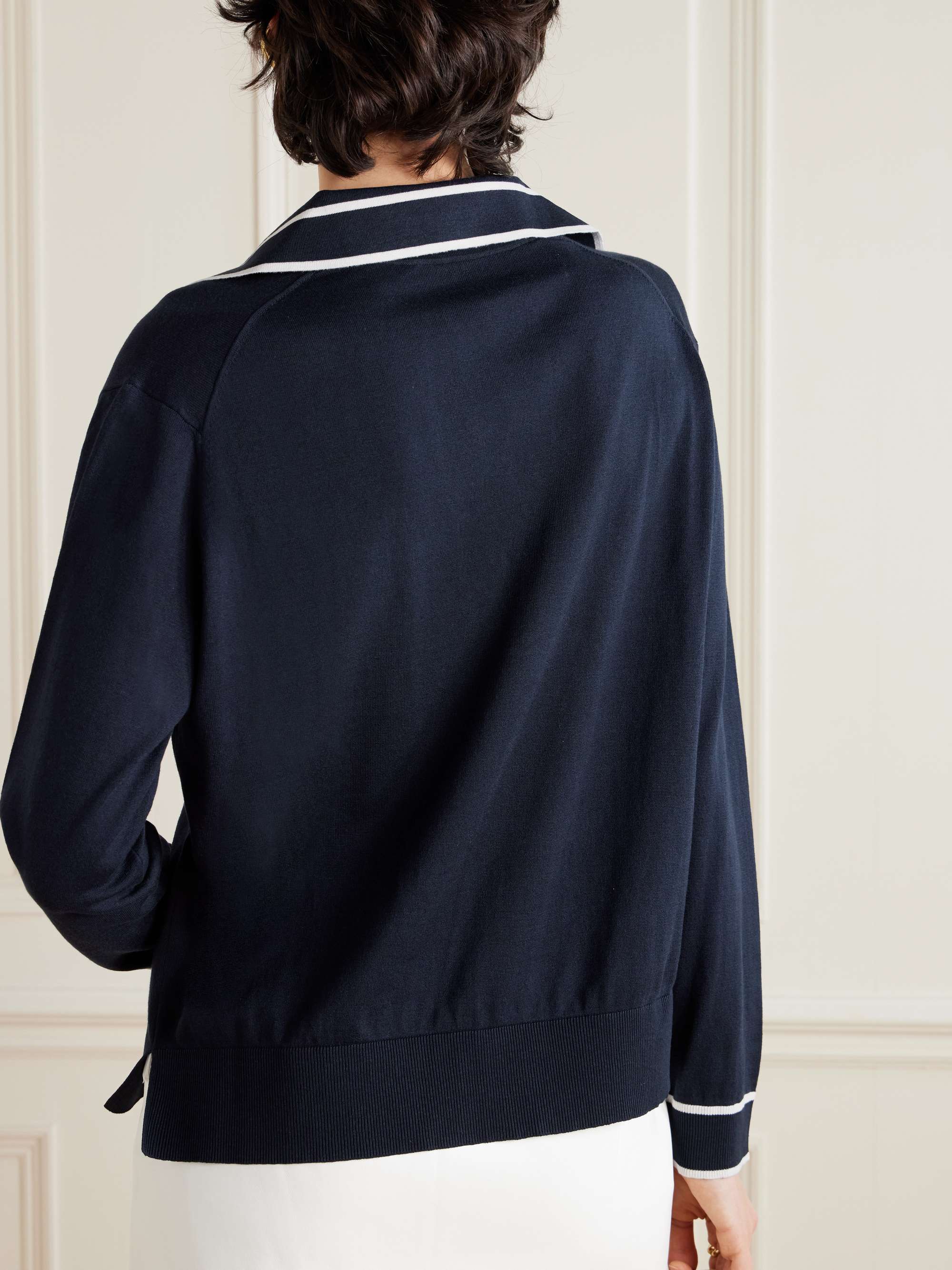 Striped intarsia-knit silk and cotton-blend sweater view