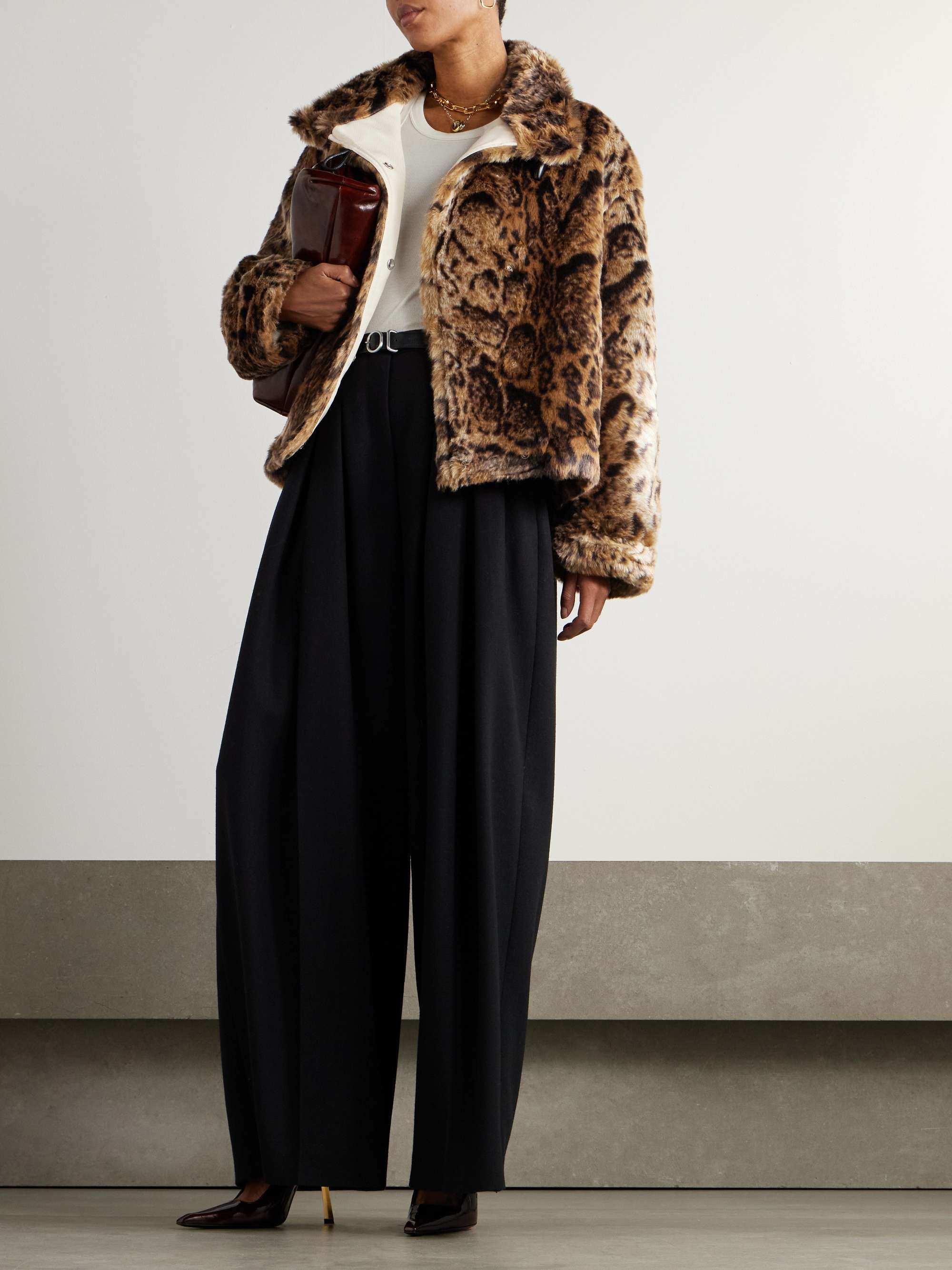 Fernando leopard-print plush fabric jacket view