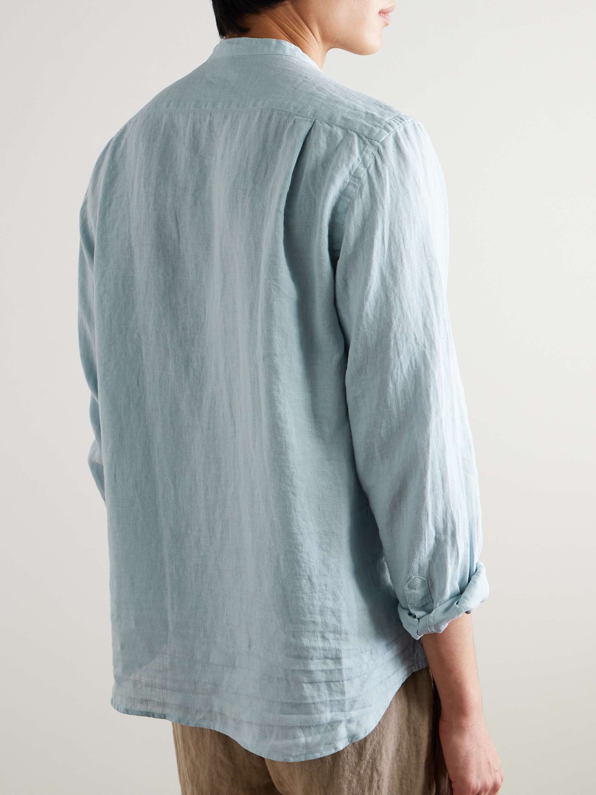 Premium Pat Grandad-Collar Linen Shirt view