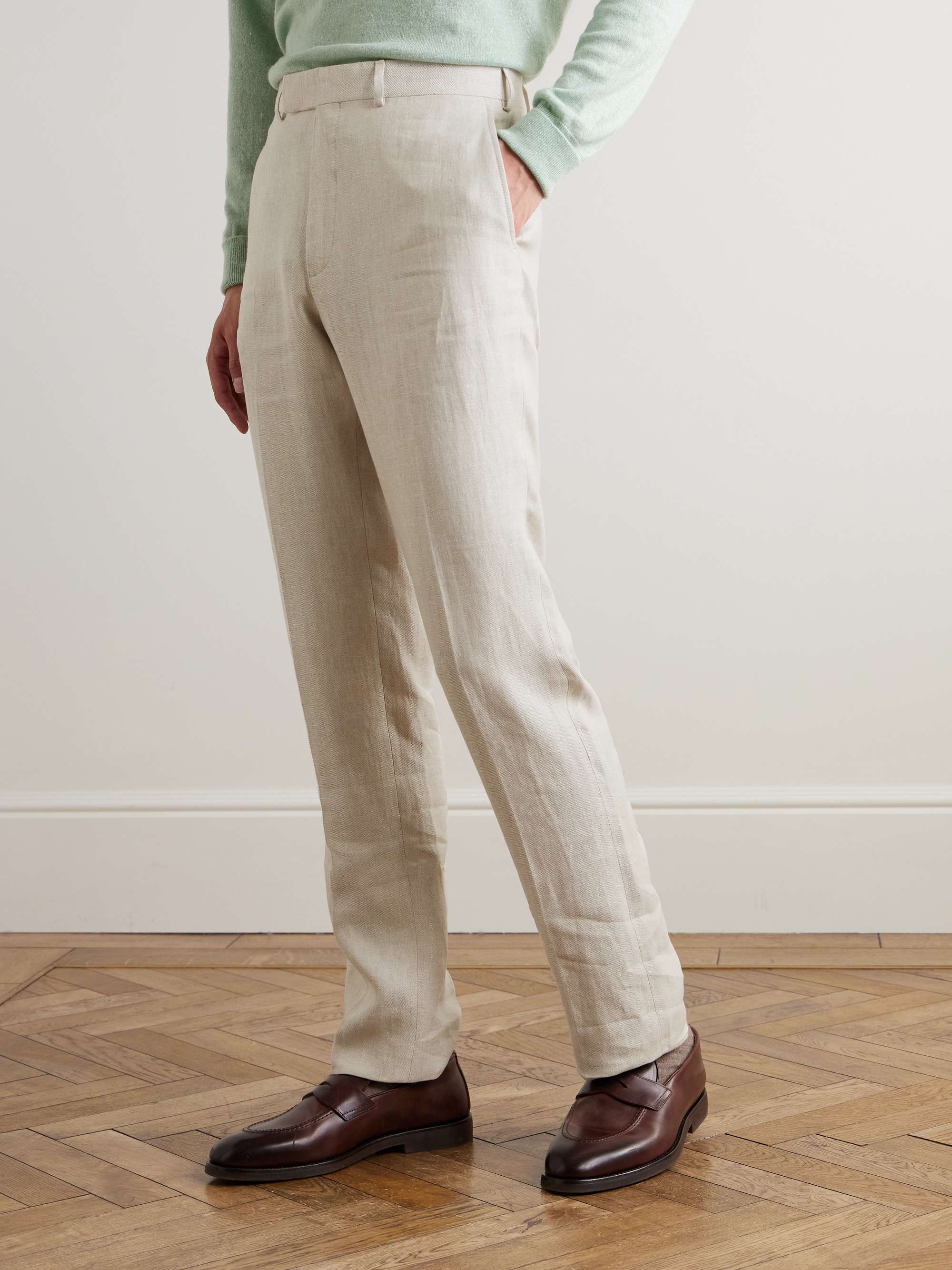Slim-Fit Straight-Leg Linen Suit Trousers view