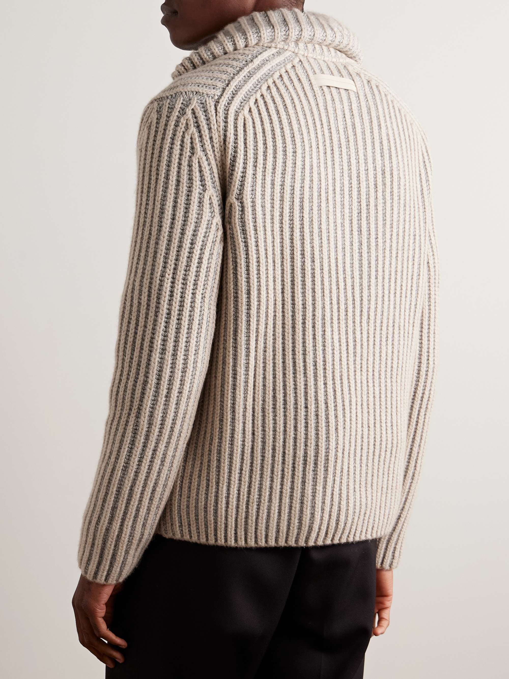 Ribbed Oasi Cashmere Half-Zip Sweater view