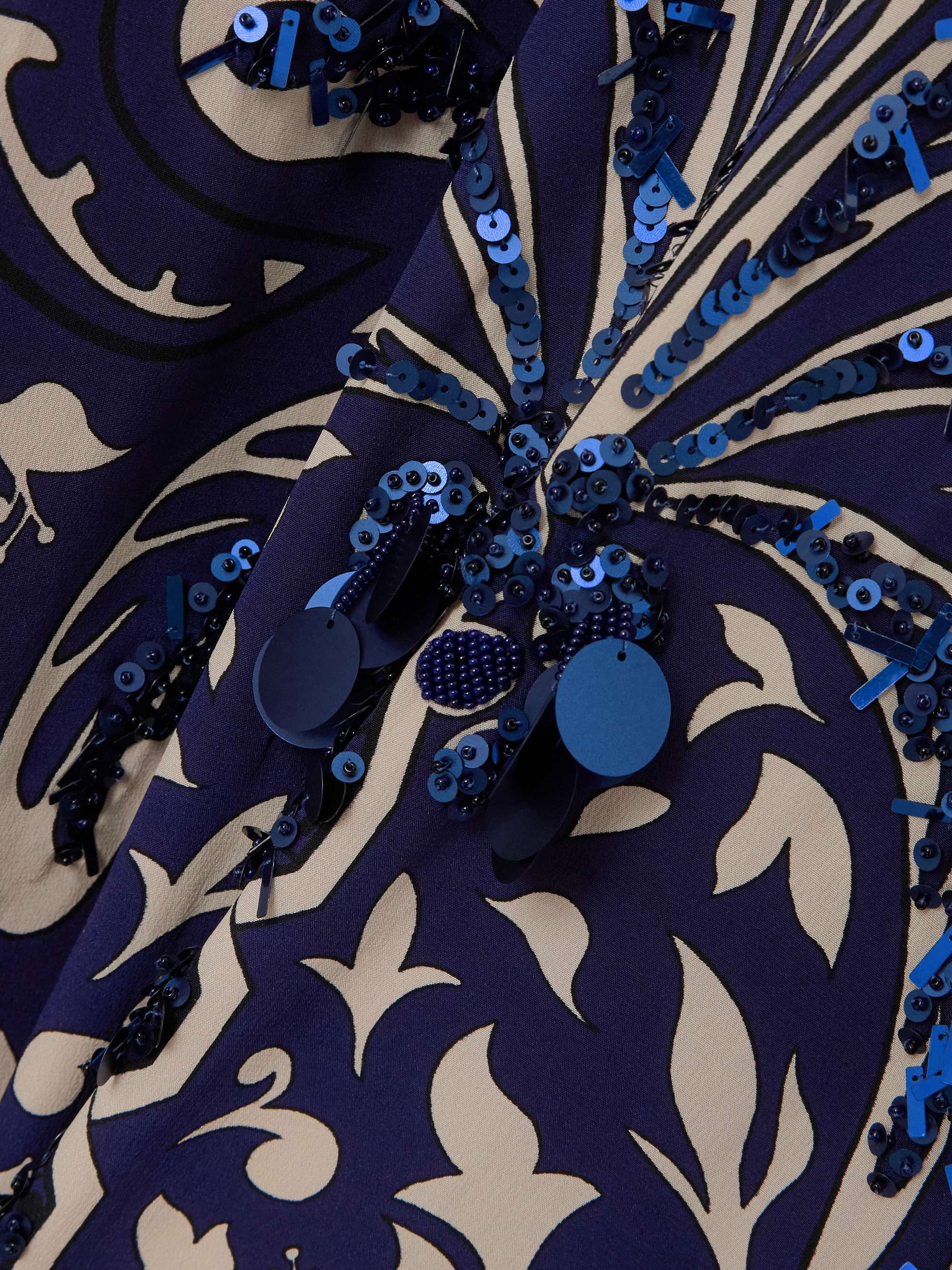 Cape-effect embellished printed silk-crepe maxi dress view