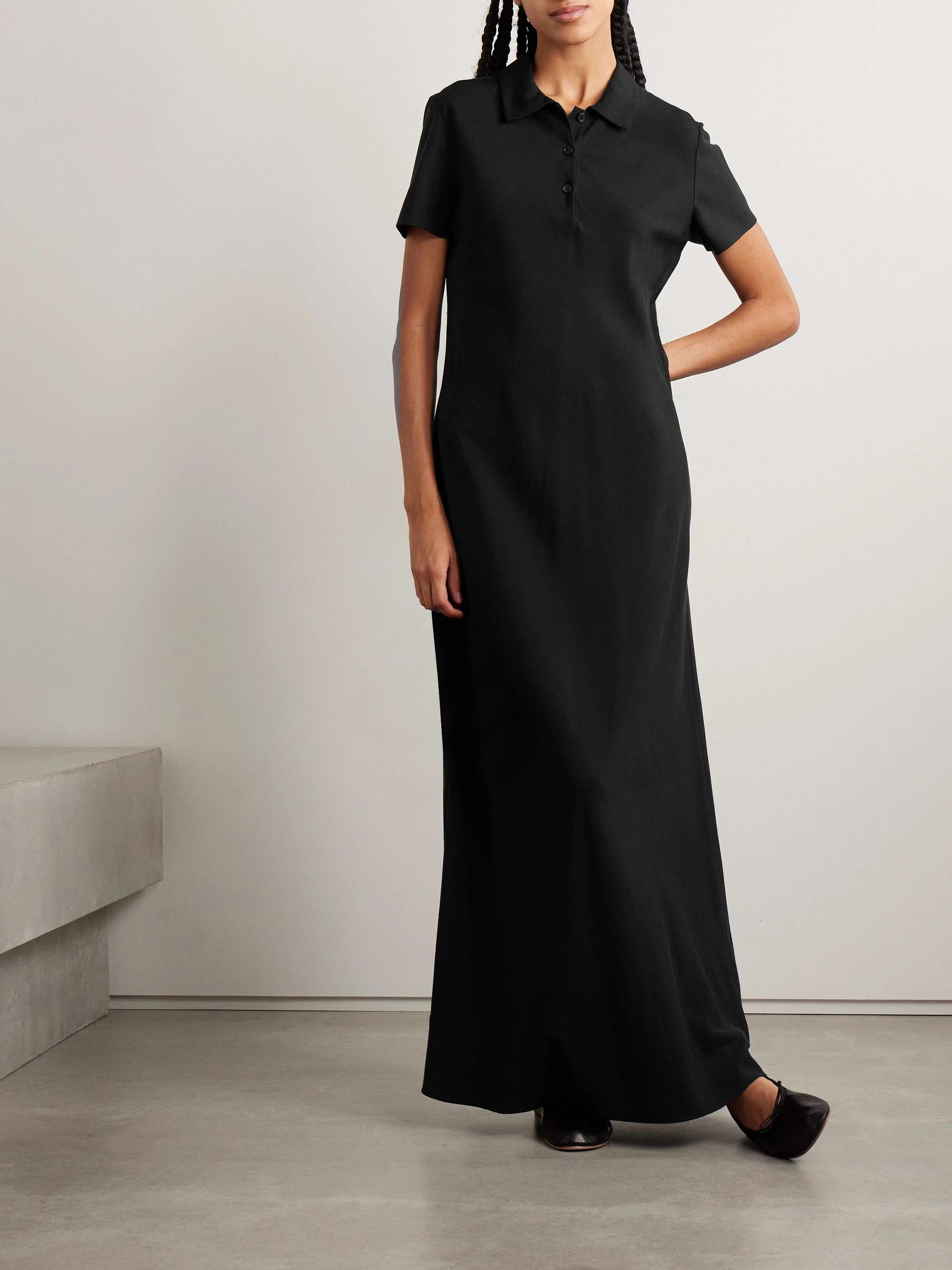 Valenit cotton and silk-blend jersey maxi shirt dress view