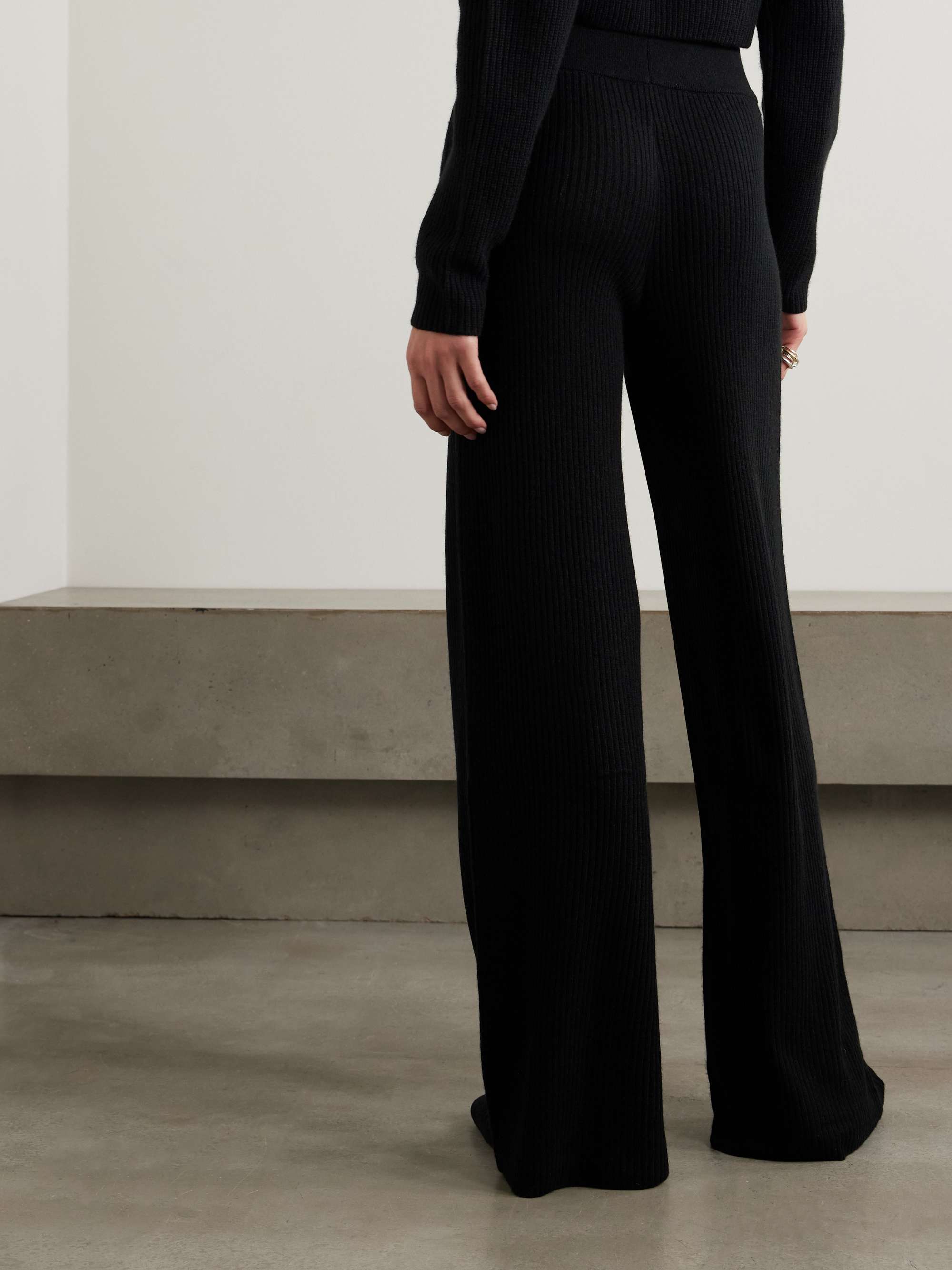 Banvir ribbed organic cashmere wide-leg pants view