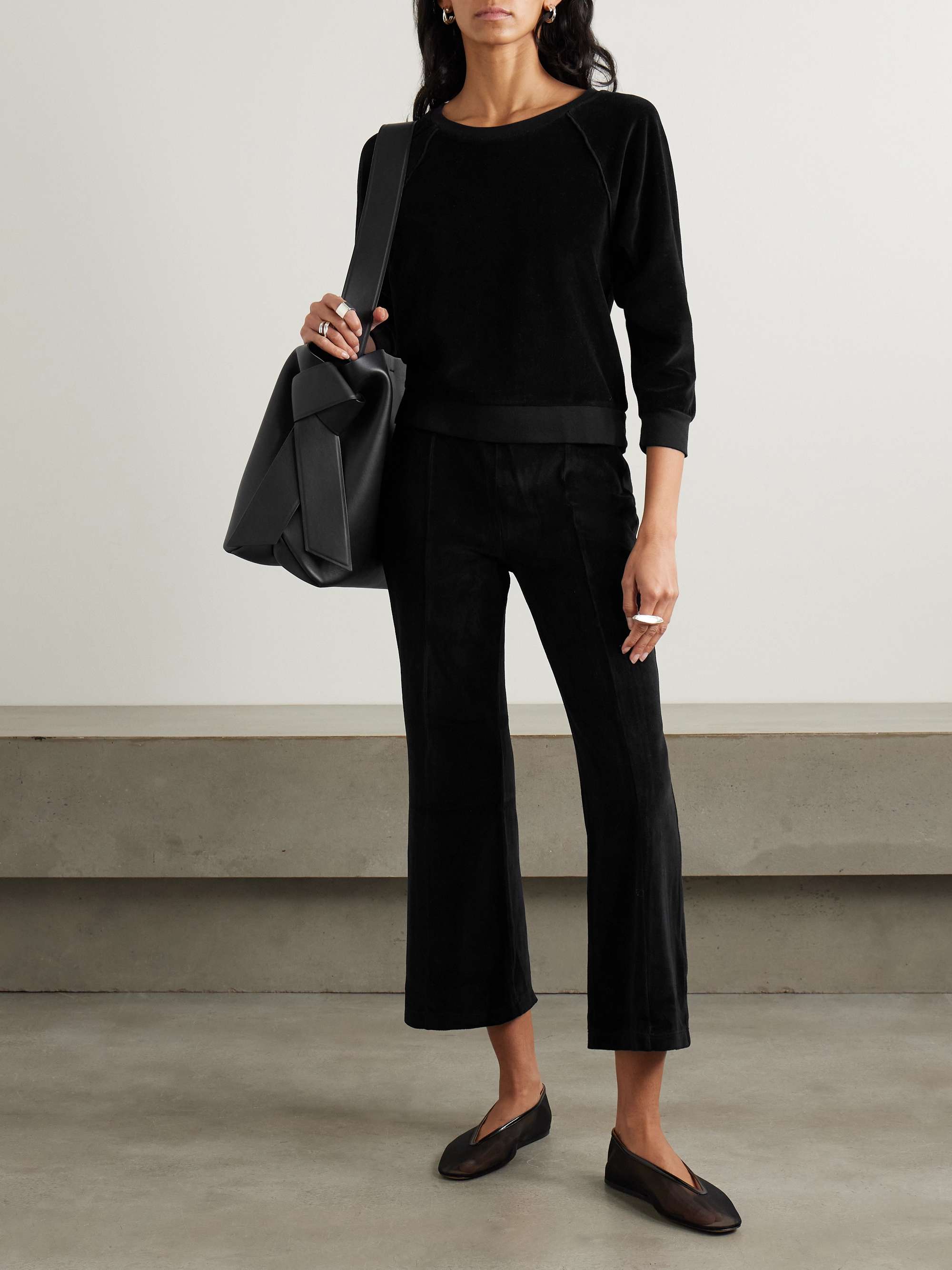 Fili cropped cotton-blend velour flared pants view