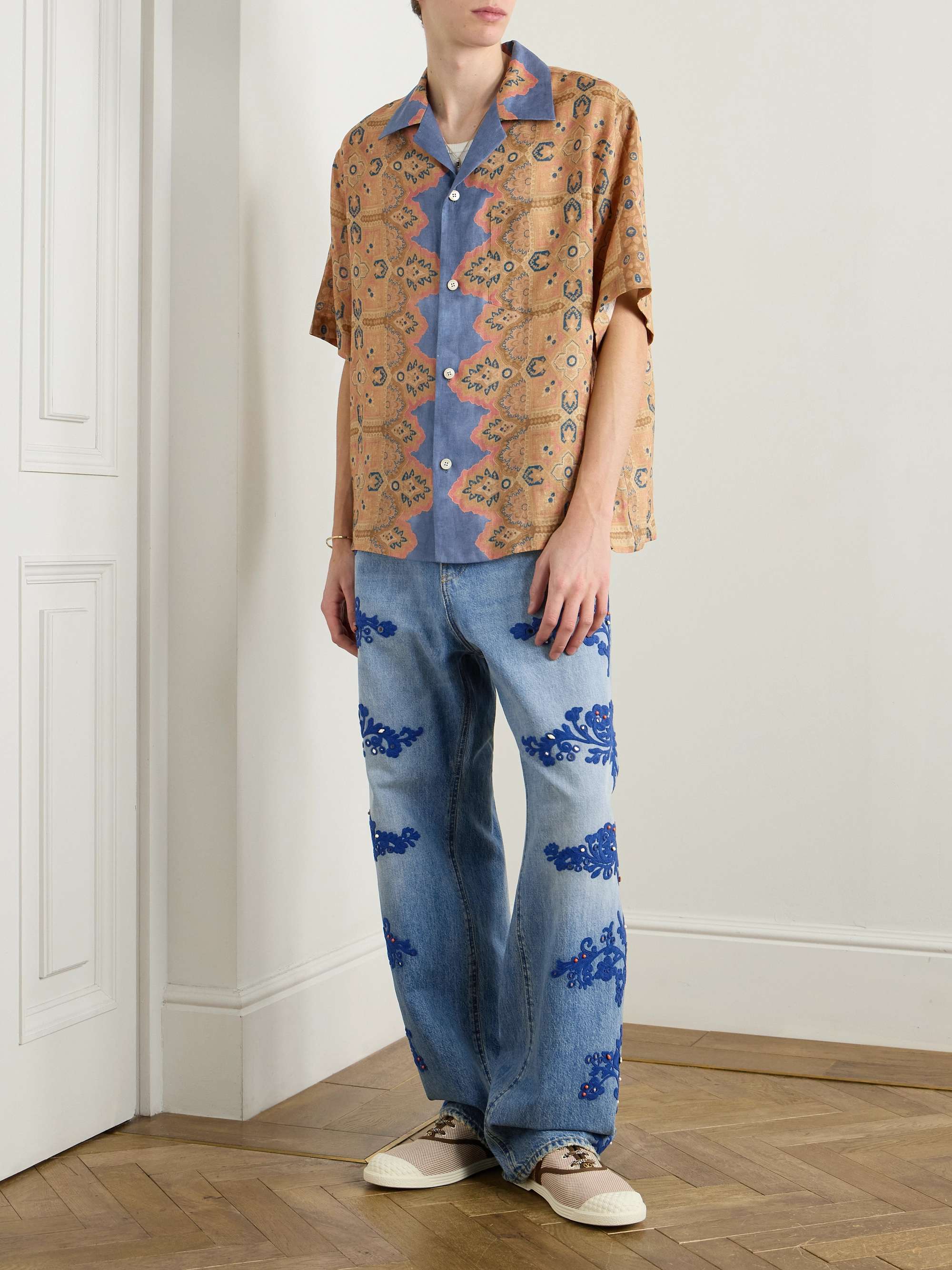 Straight-Leg Embellished Jeans view